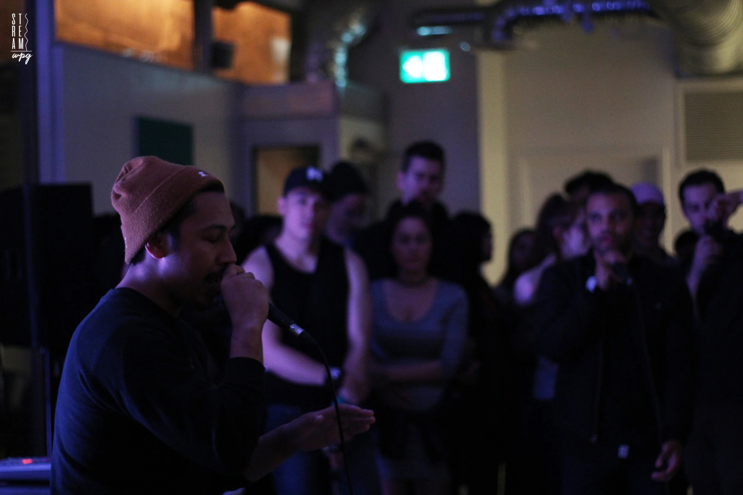 Envoy Beats joins Malcolm-Jay on stage for a track from The Happy Unfortunate days. p, chris davis