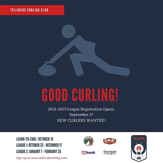 Curling registration is now open! www.telluridecurling.com