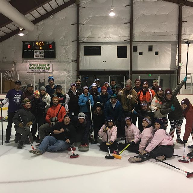 Come try curling tomorrow! Learn to Curl Clinic Monday 8-10:45pm at Hanley Ice Rink in Telluride Town Park. $20 per person. See link in bio for more info.  #hurryhard #learntocurl #SWEEP #goodcurling