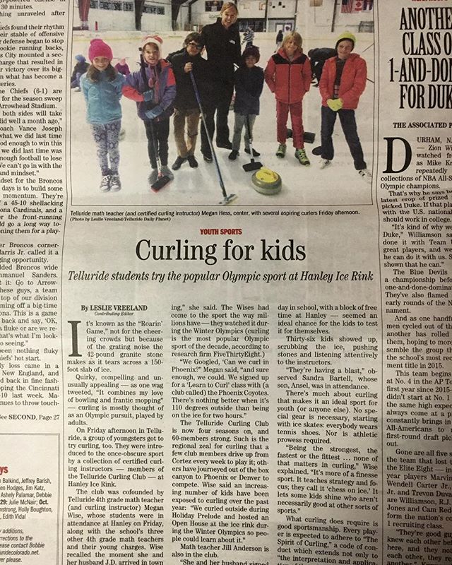 The first ever Telluride Curling Club kids curling clinic was a great success on Friday, thanks to the help of our great volunteers! #goodcurling #telluride @telluridedailyplanet