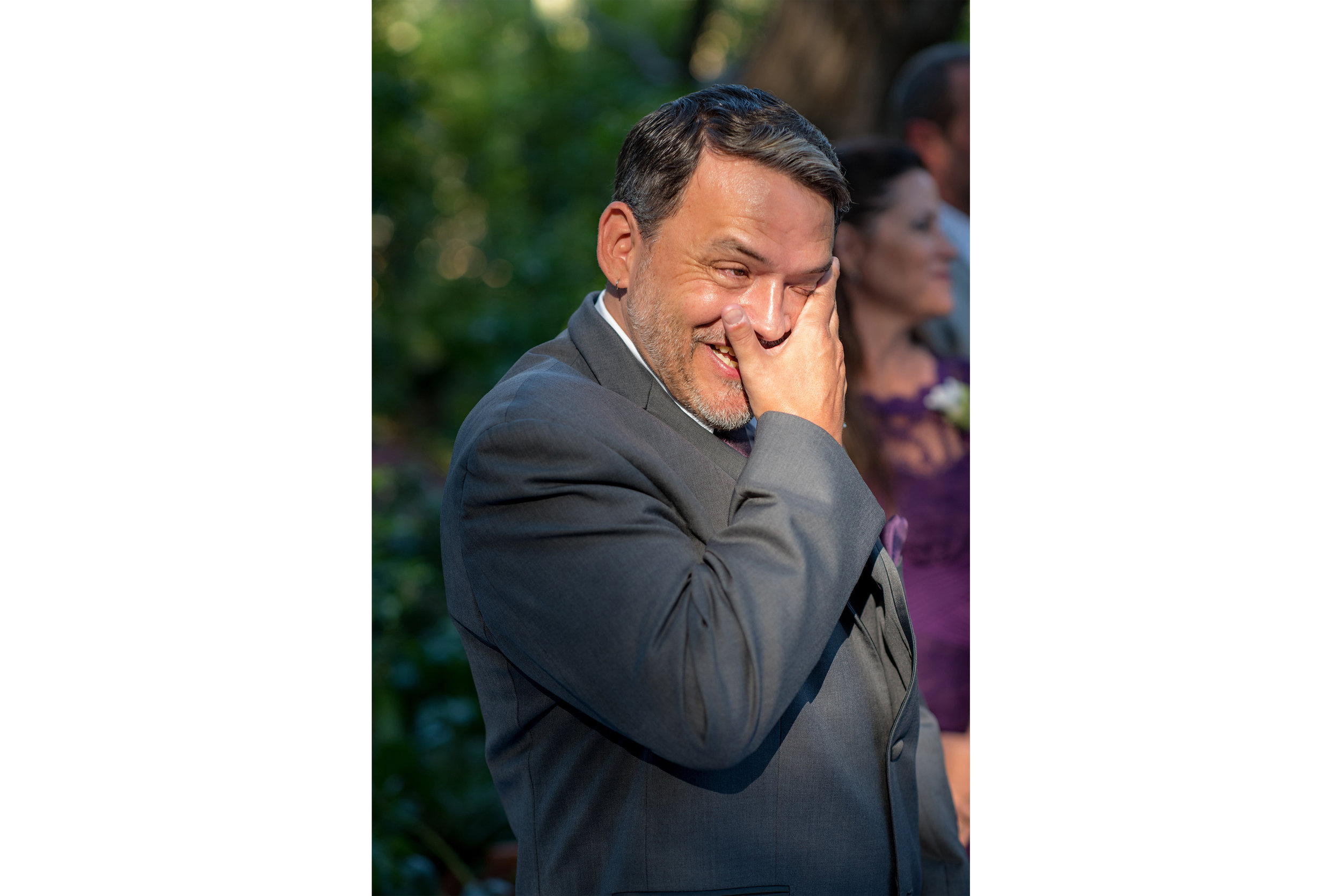  Groom seeing his bride walk down the aisle at Monte Verde Inn in Foresthill California.    