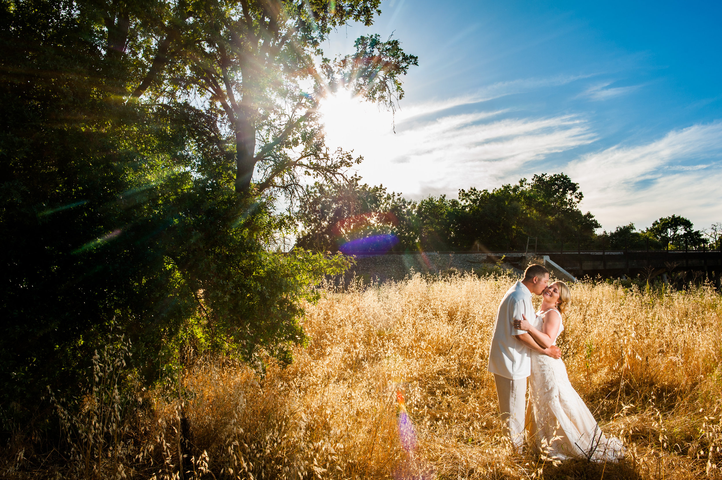  Bride and groom portrait during backyard wedding in Elk Grove California. 