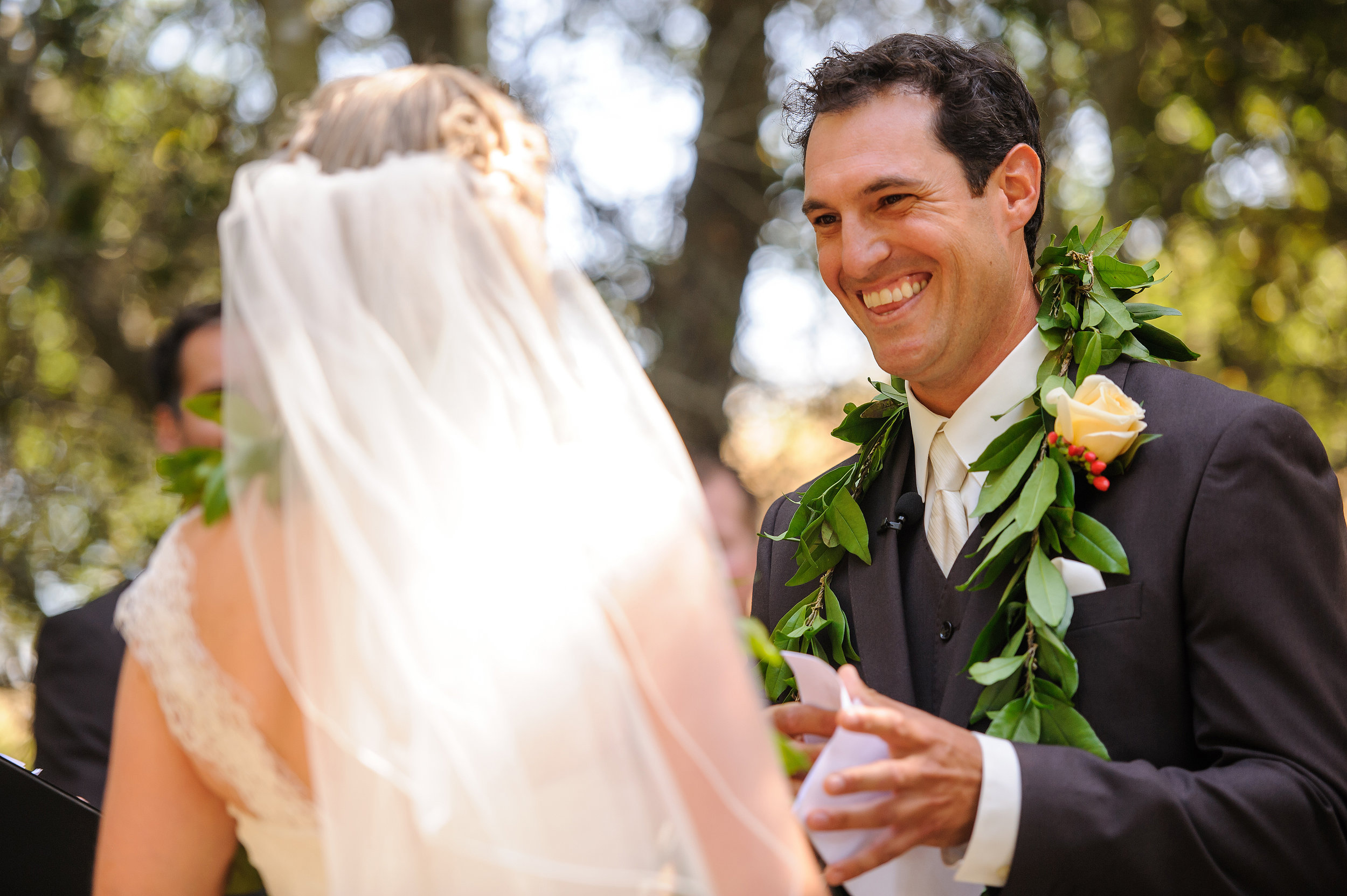  Groom's vows during wedding ceremony in Sonoma California. 