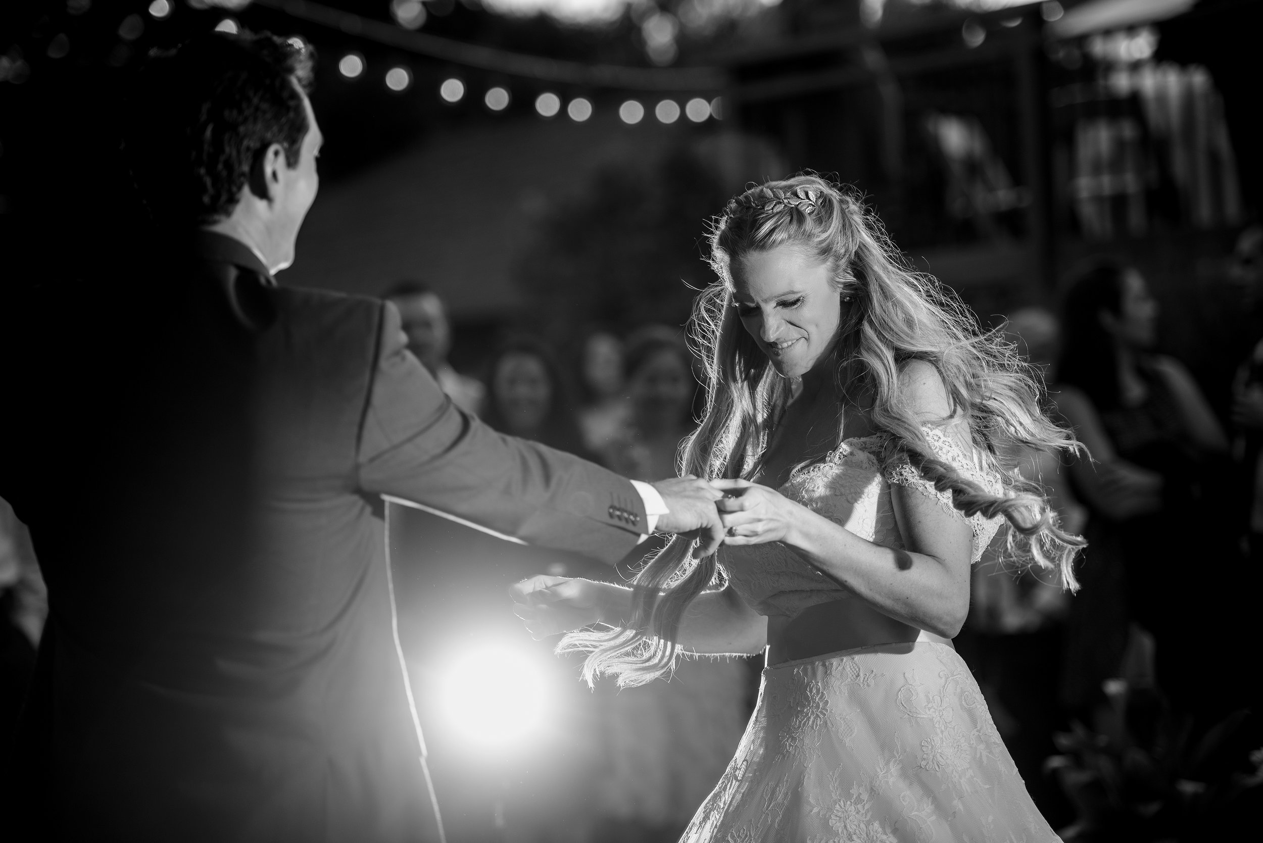  Bride and grooms first dance during backyard wedding reception in Sonoma California.&nbsp; 