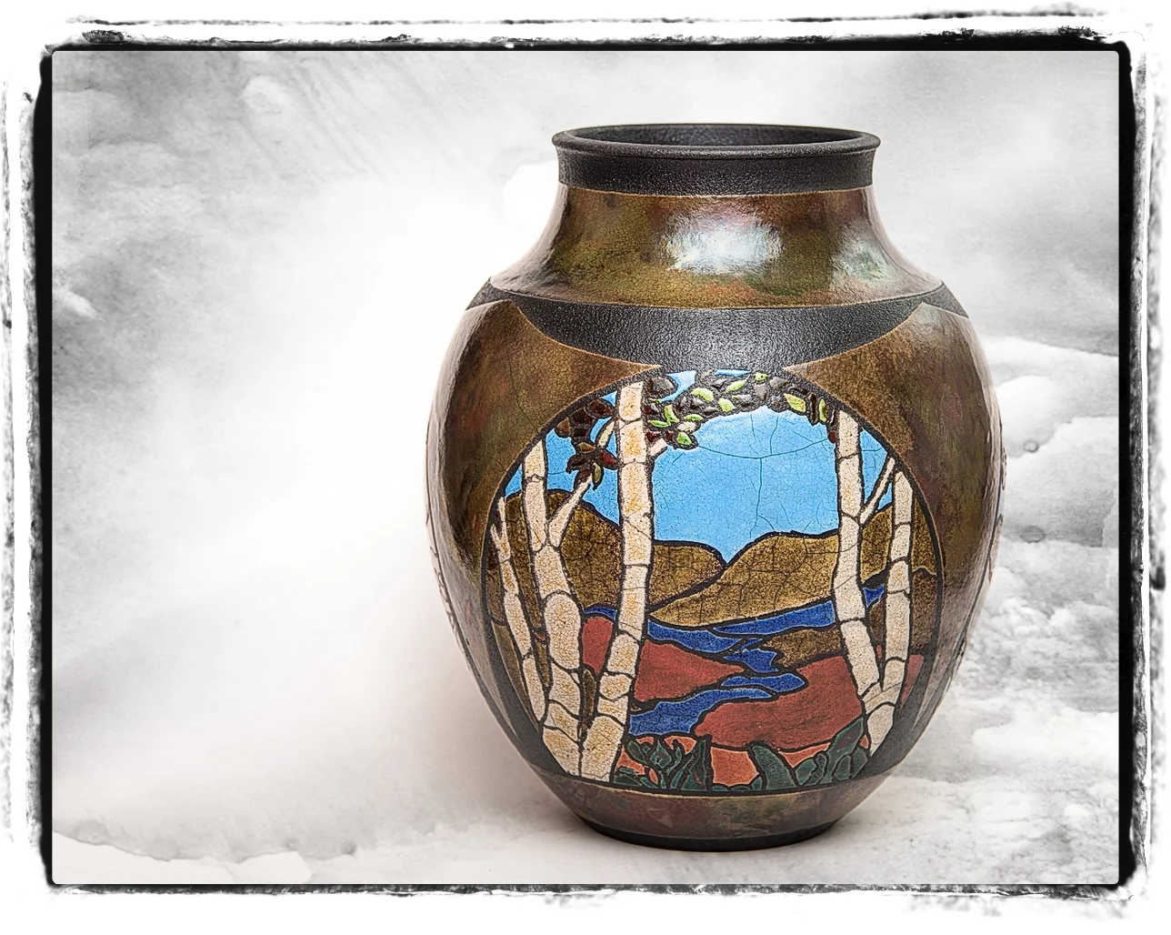 Arts and Crafts Three Scene Vase
