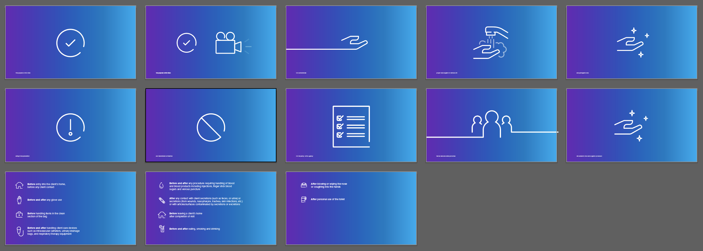 Storyboard for hand hygiene motion graphics