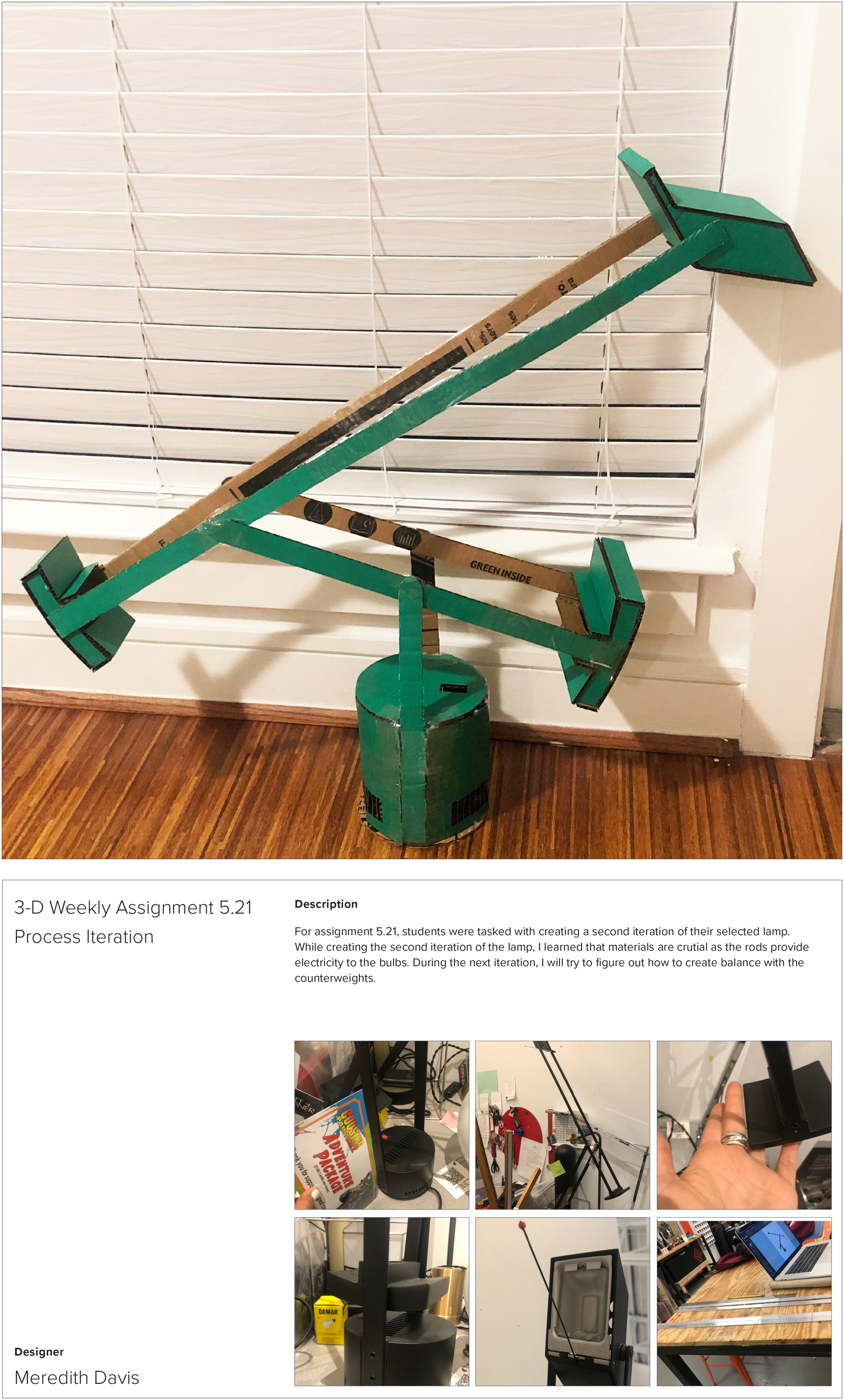 Laser Cut Cardboard Tizio Table Lamp Iteration 