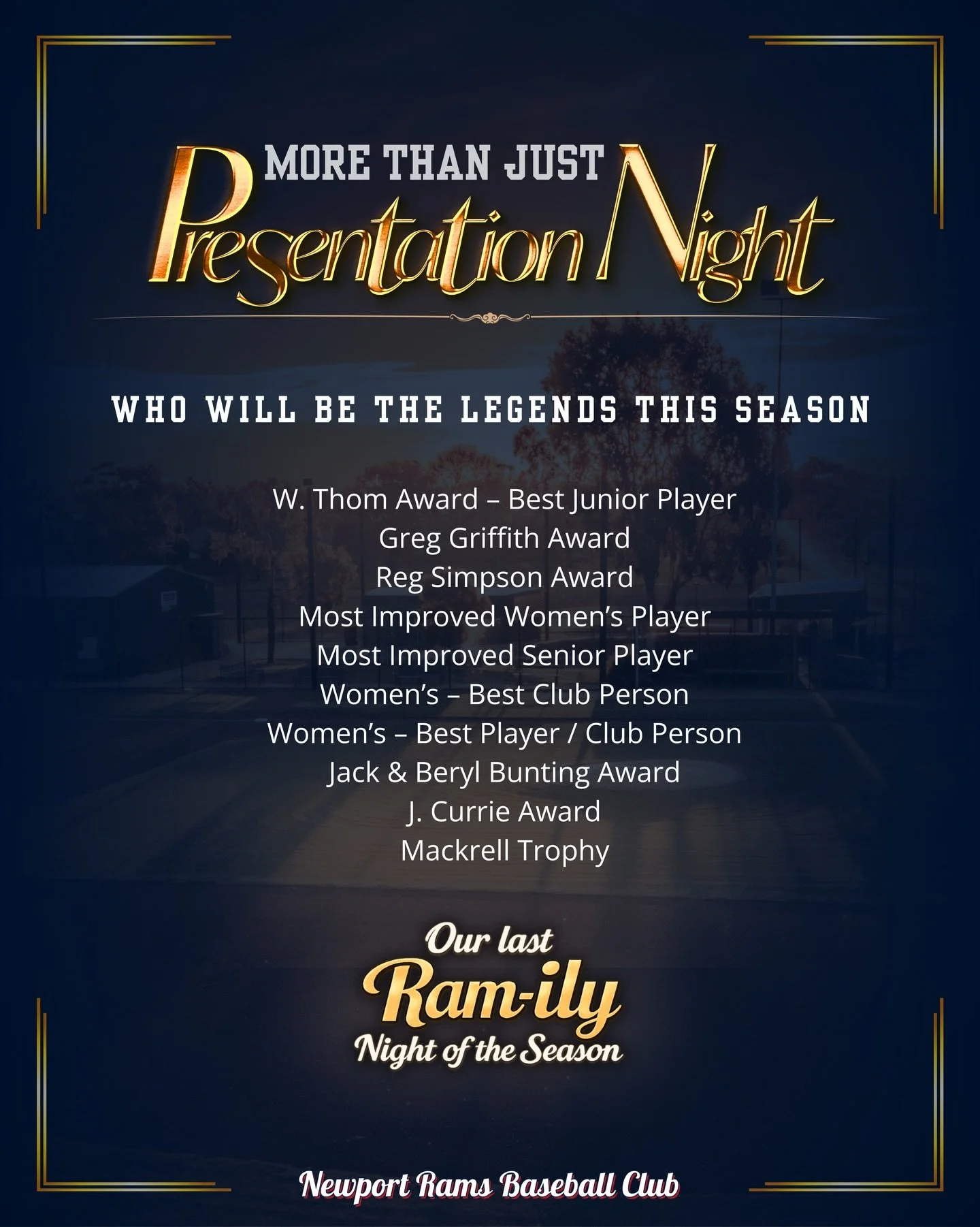 𝐒𝐄𝐍𝐈𝐎𝐑 𝐏𝐑𝐄𝐒𝐄𝐍𝐓𝐀𝐓𝐈𝐎𝐍 𝐍𝐈𝐆𝐇𝐓

It&rsquo;s the last Ram-ily night of year to celebrate the players, volunteers, parents, coaches, supporters&hellip; everyone who continues to make this place feel like

Tonight is our chance to stop,