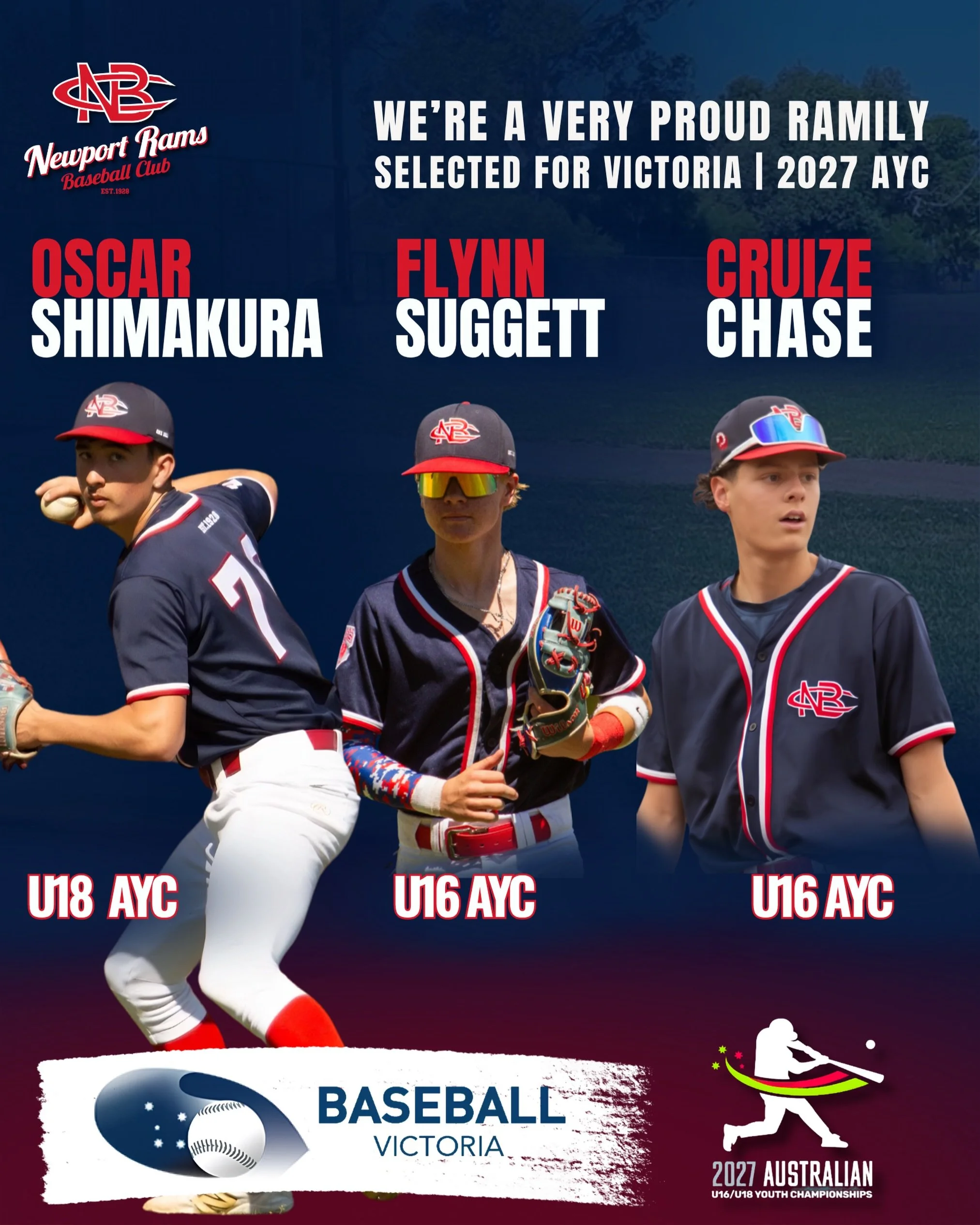 3 RAM SELECTED FOR VIC, 1 VERY EXCITED RAMILY

Fair warning: the Ramily will be insufferable as we get around the boys in January.

Oscar Shimakura is in Victoria&rsquo;s U18 squad, and Flynn Suggett and Cruize Chase are in the U16s for the 2027 Aust