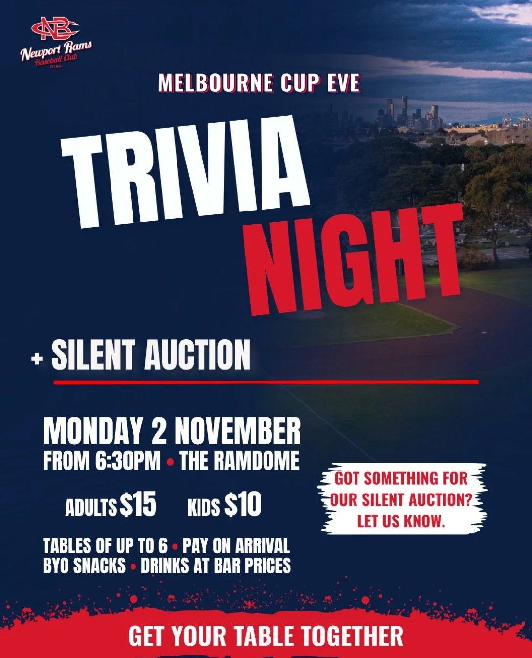 ALL TALK? PROVE IT.
CUP EVE TRIVIA + SILENT AUCTION

RamFam, the experts behind the fence are being called indoors. There&rsquo;s an answer sheet with your name on it.

Trivia Night + Silent Auction hits the RamDome this Cup Eve. Choose your 6 wisely