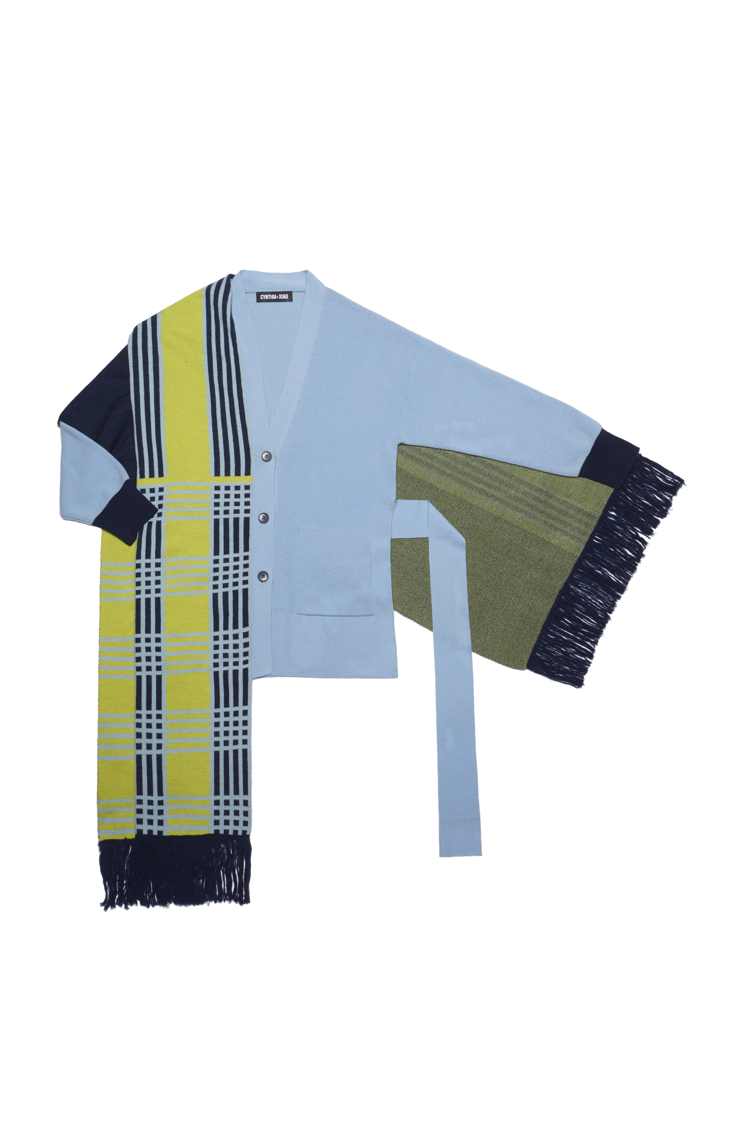 TARTAN DRAPE ASYMMETRICAL CARDIGAN