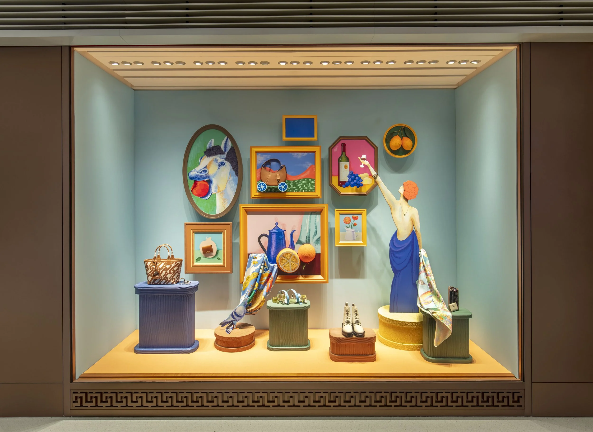 Hermes window display design The Museum of Faubourg by Cynthia Mak Winter 2024