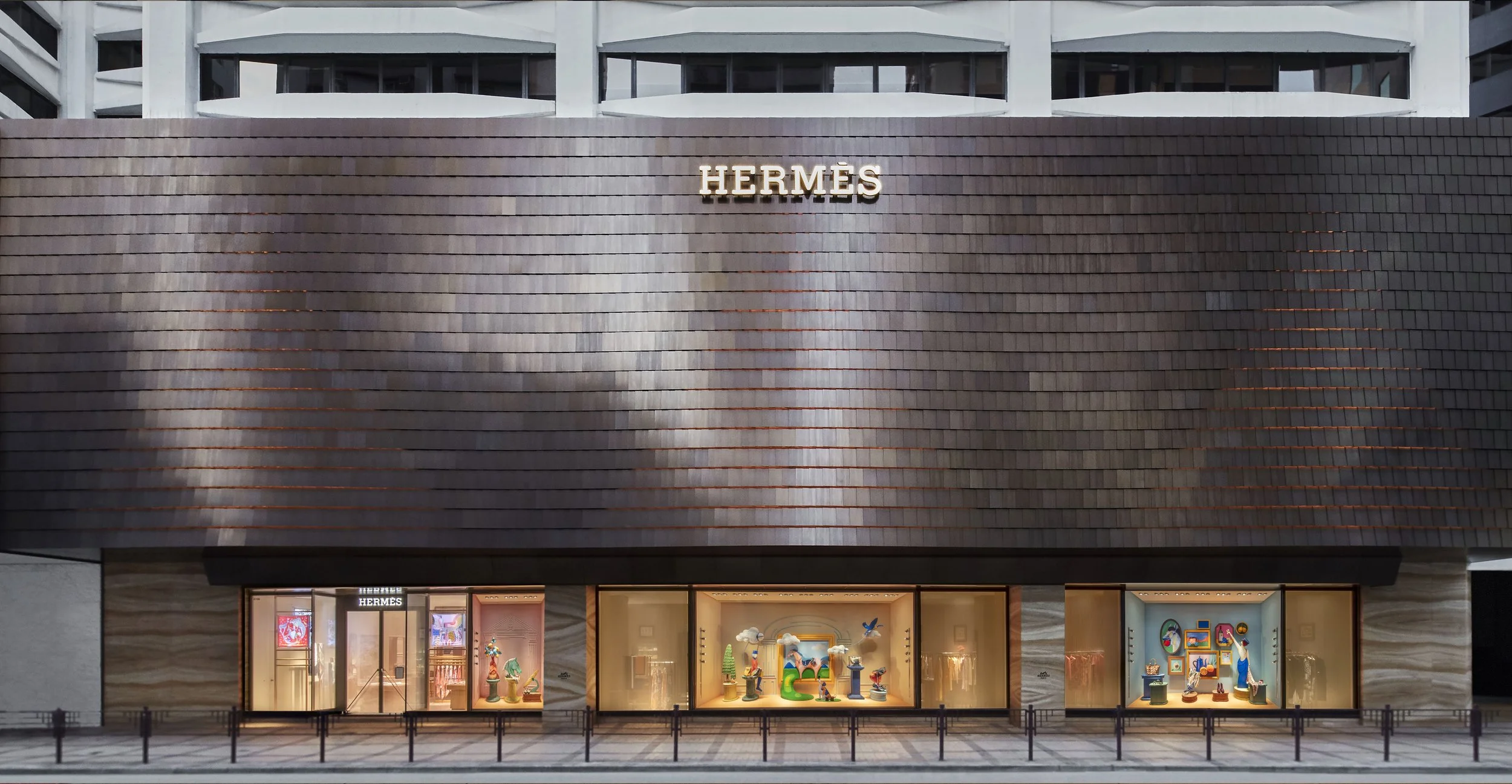 Hermes window design by Cynthia Mak inspired by a whimisical art museum