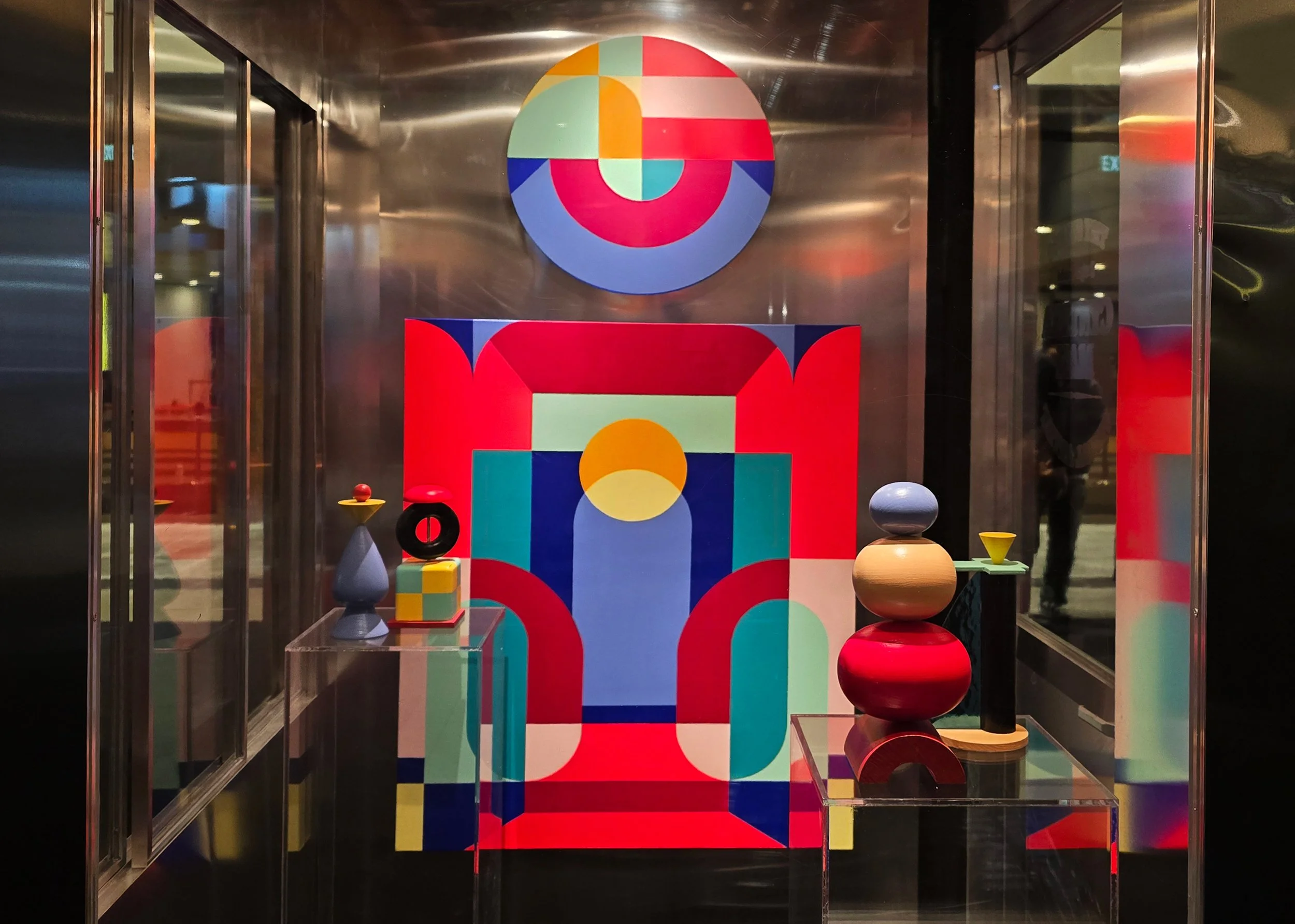 Geometric abstract art painting titled The Step by Hong Kong artist Cynthia Mak exhibited at Design Inspire 2025 in the Hong Kong Exhibition Centre.