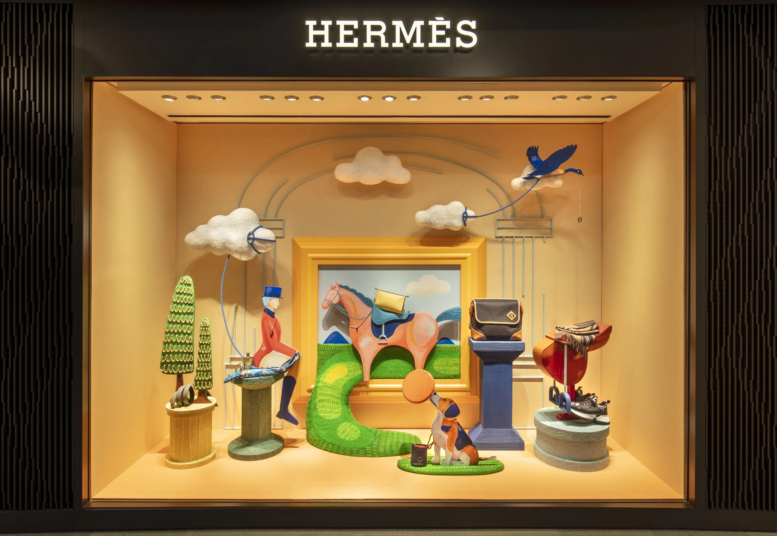 Hermes window display design The Museum of Faubourg by Cynthia Mak Winter 2024