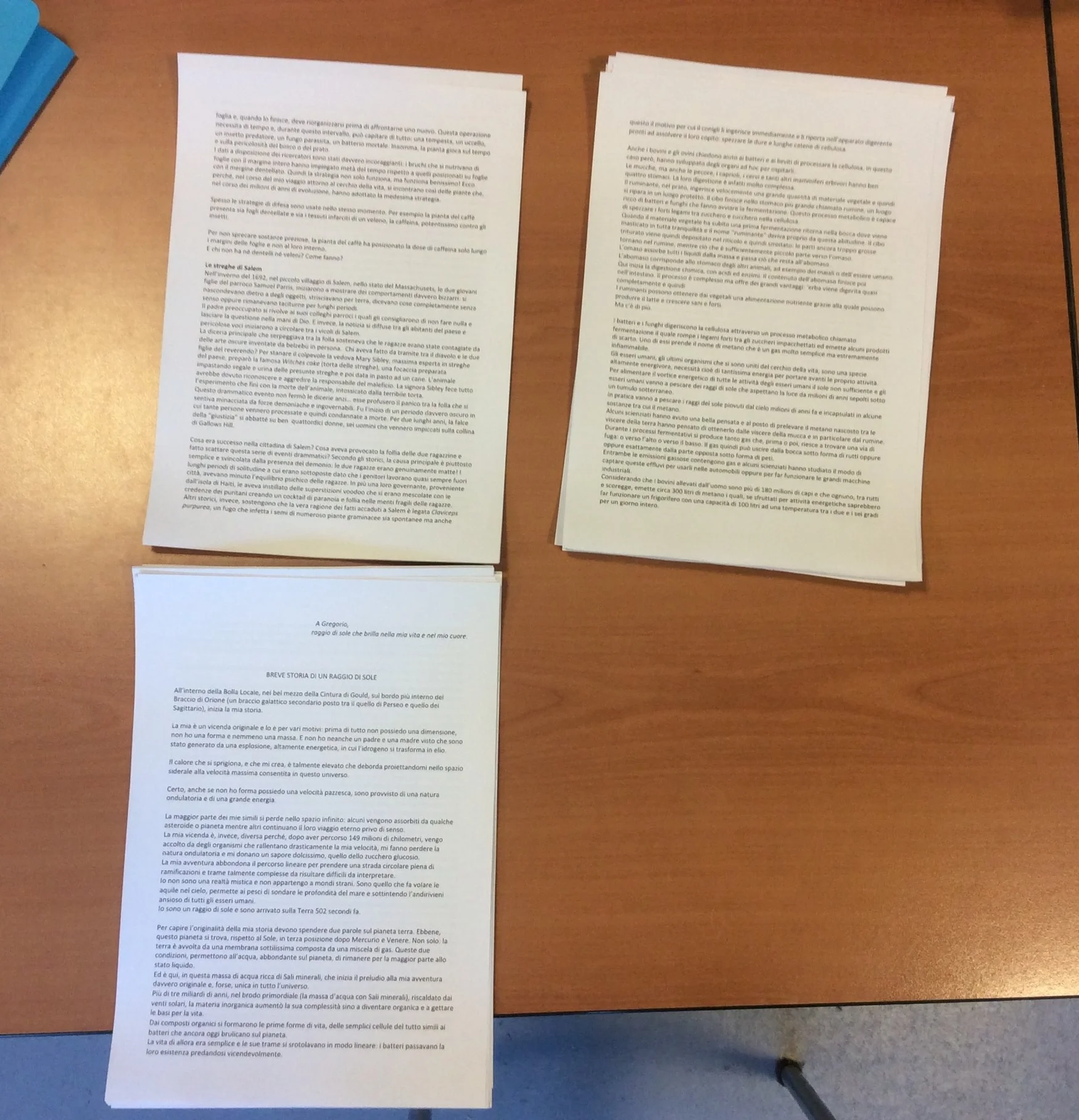 Breve storia di un raggio di sole