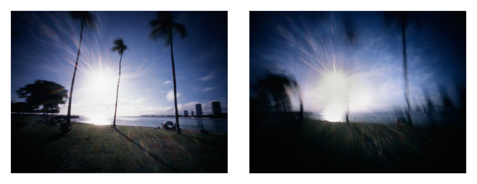 "Ala Moana Beach Park at 970mph" 2016. Archival Pigment Print from 4x5" Color Slide Film. 17x44"