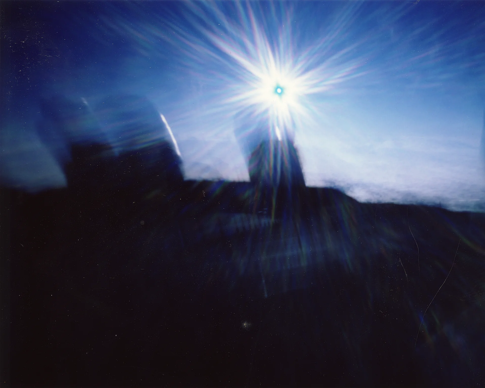 "Keck Telescopes at 970MPH: Thirty Minutes" Fujifilm FP-100C Instant Picture, 3.25"x4.25", 2017.