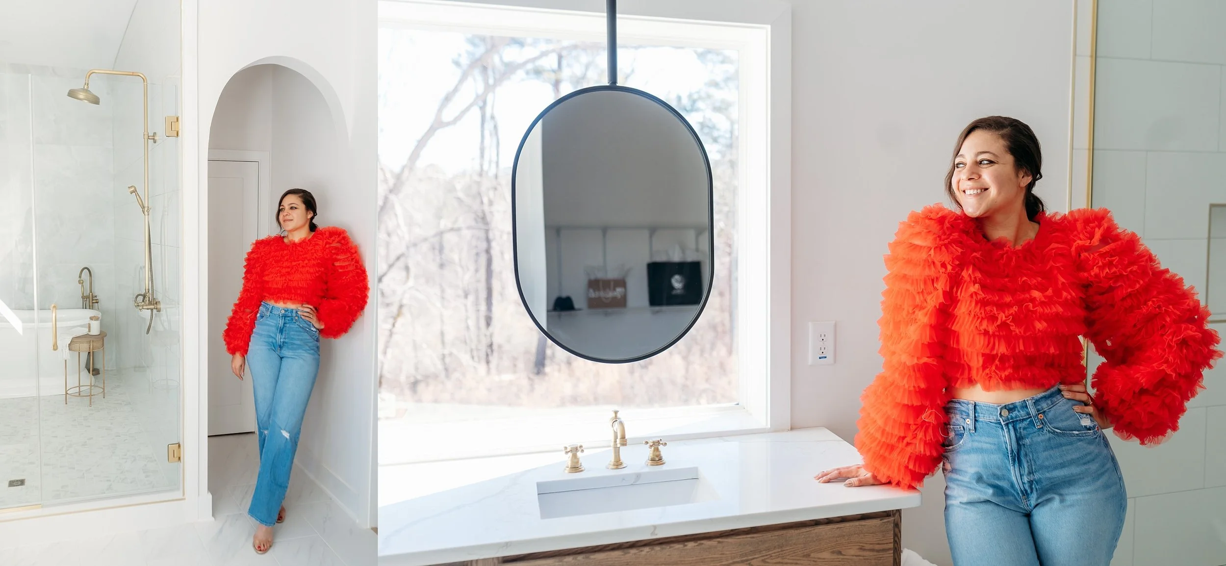 Interior designer standing at sink for Atlanta Brand Photography Session