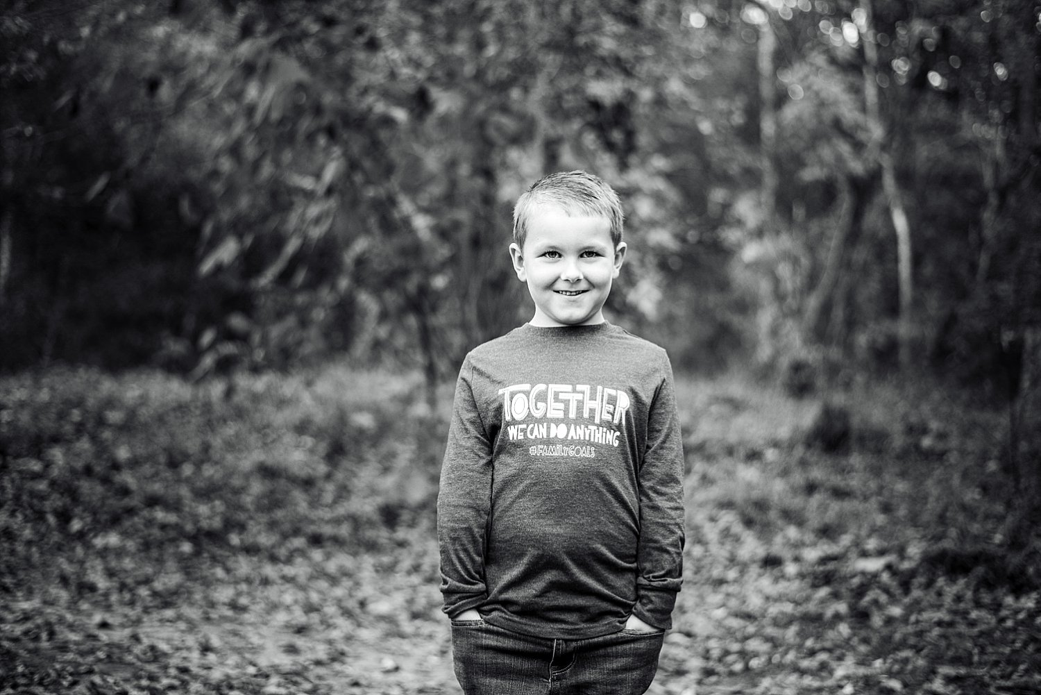 black and white portrait of boy