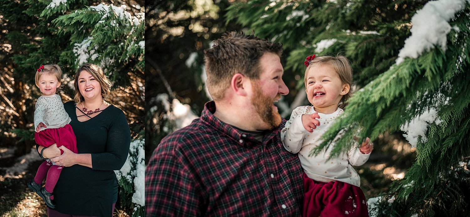 mom, dad, daughter in snow Woodstock, GA