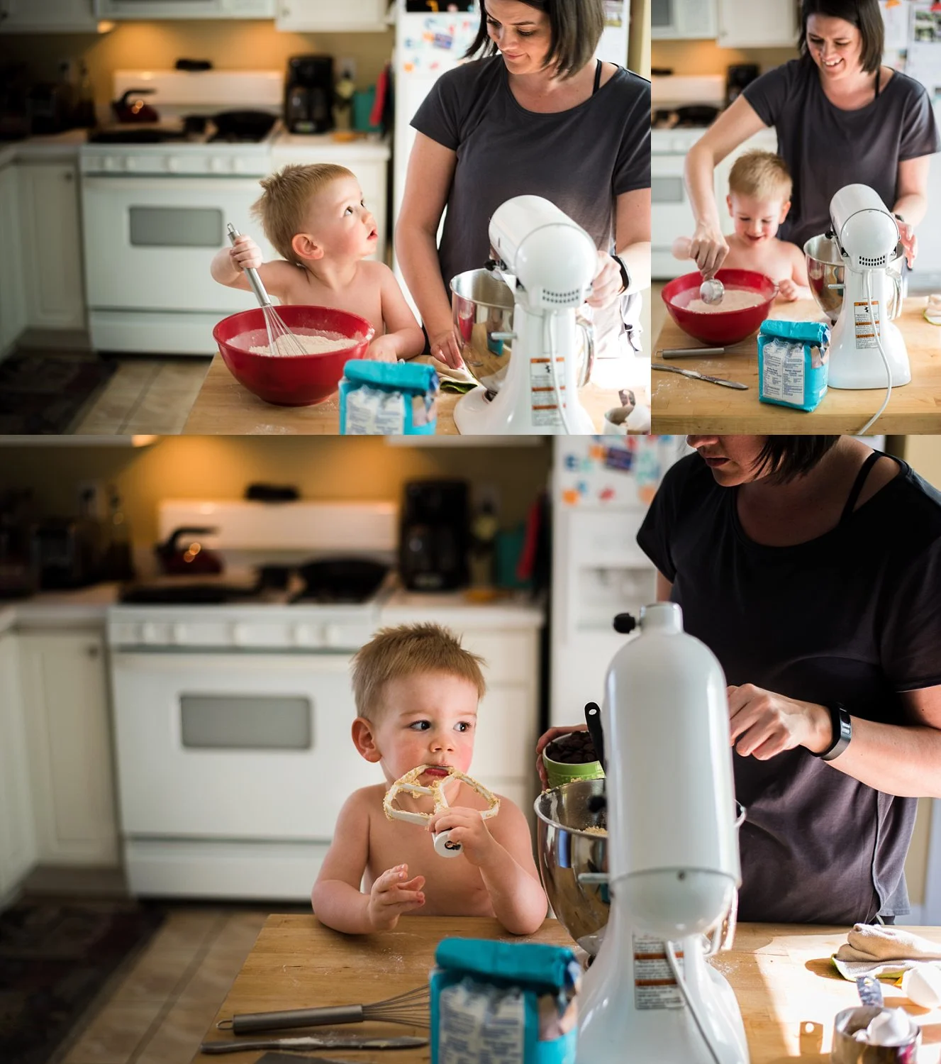 I set up and handed my camera over to my husband to capture these sweet moments of me baking with my son last summer. I will cherish these FOREVER!
