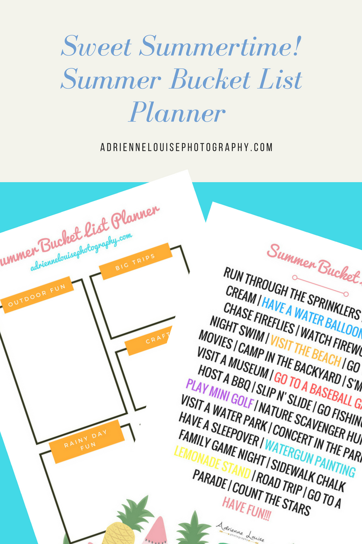 | Summer Bucket List Planner | adriennelouisephotography.com