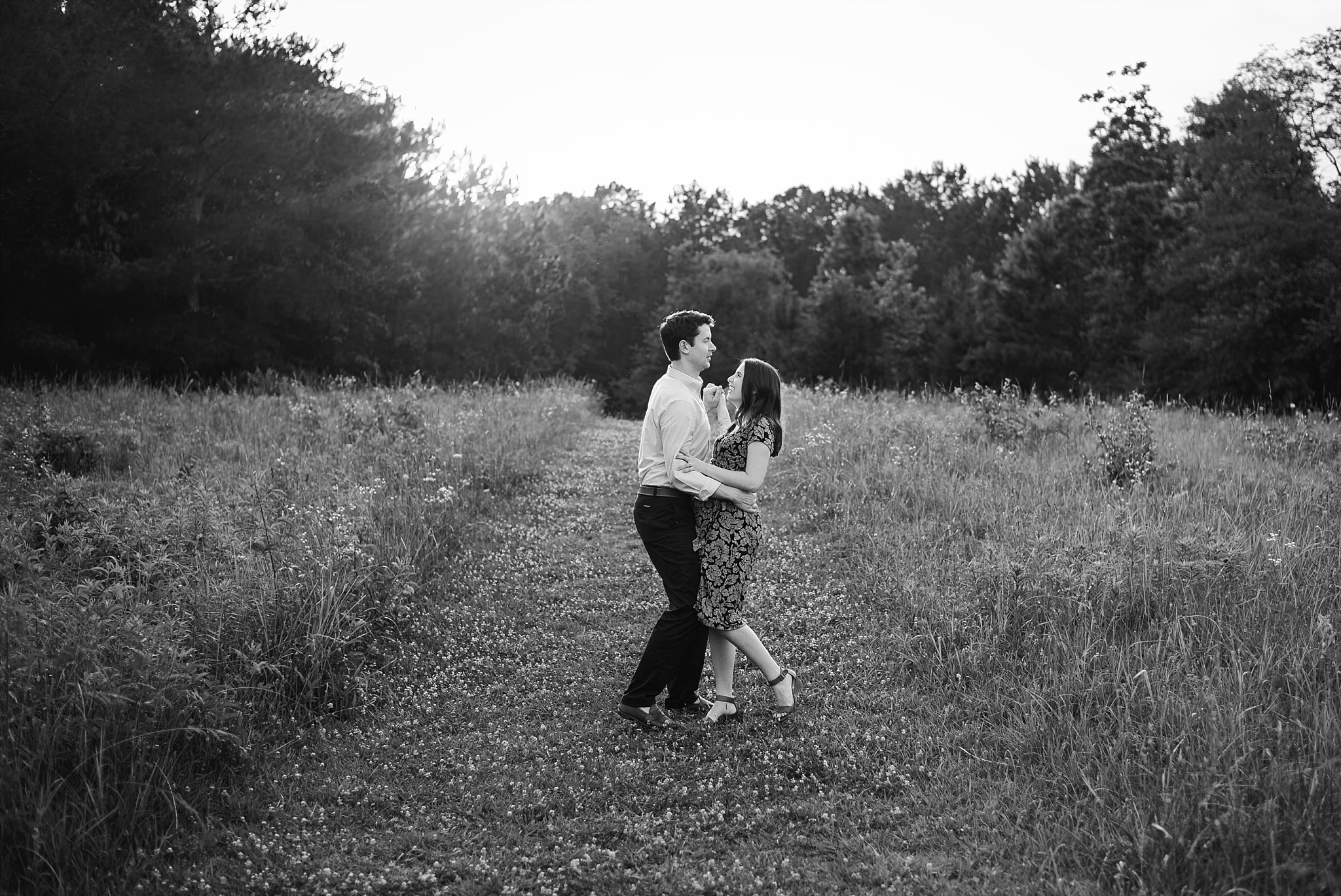 couple dancing on trail at Green Meadows Preserve