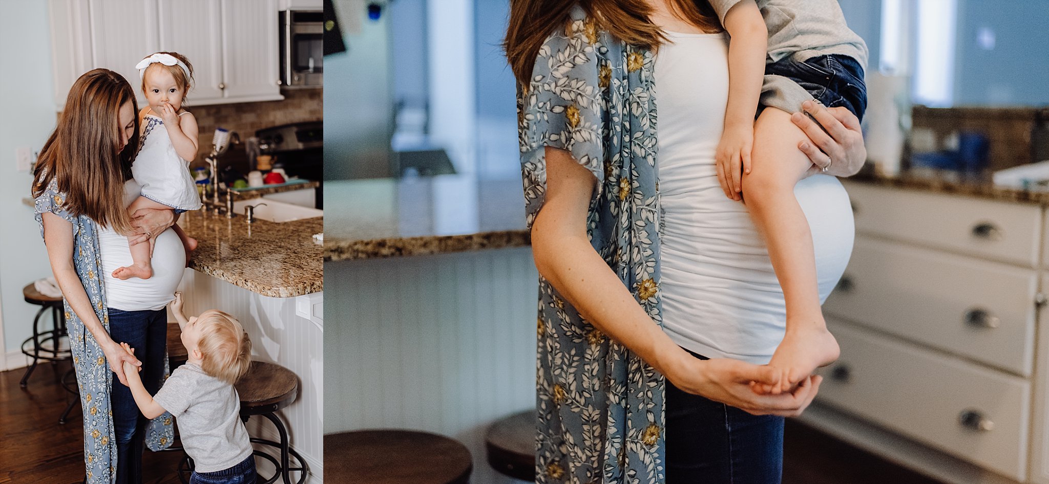 pregnant mother and children at in home maternity session