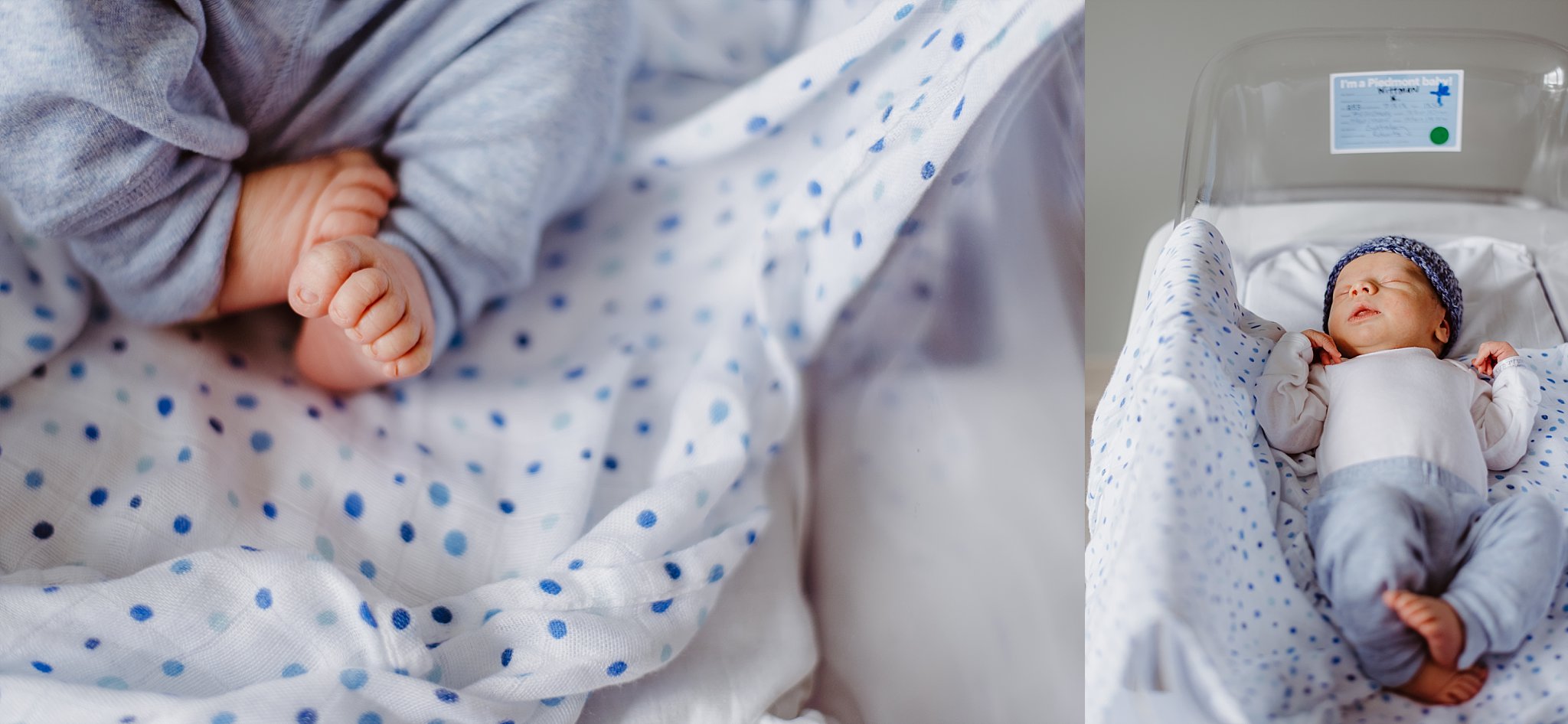 feet of newborn baby boy in hospital bassinet Piedmont Atlanta Hospital