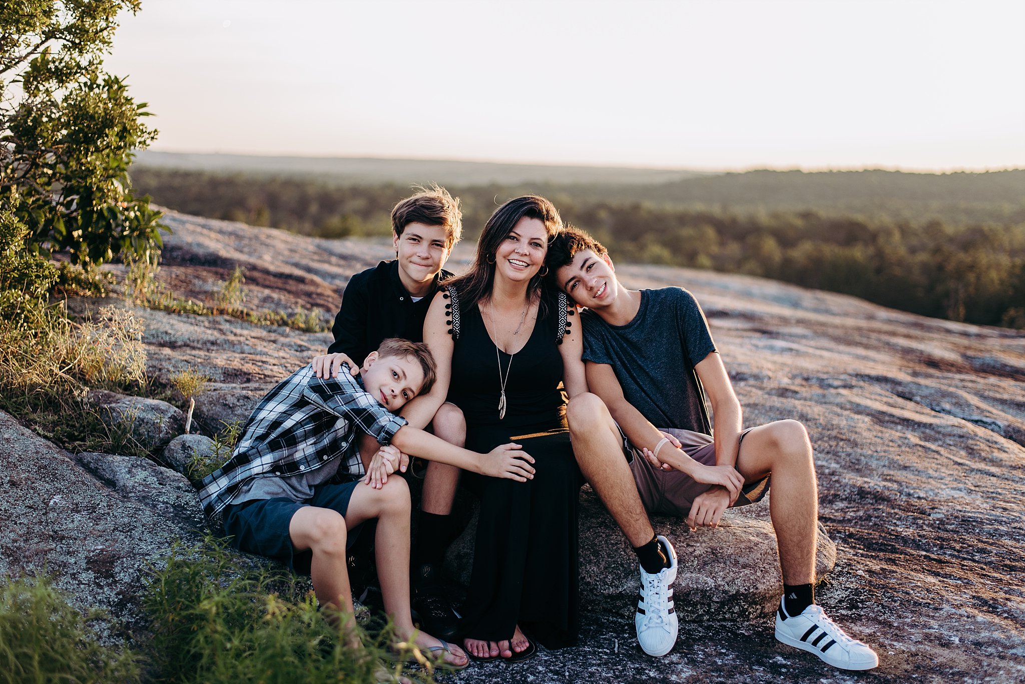 mother and sons Arabia Mountain Atlanta