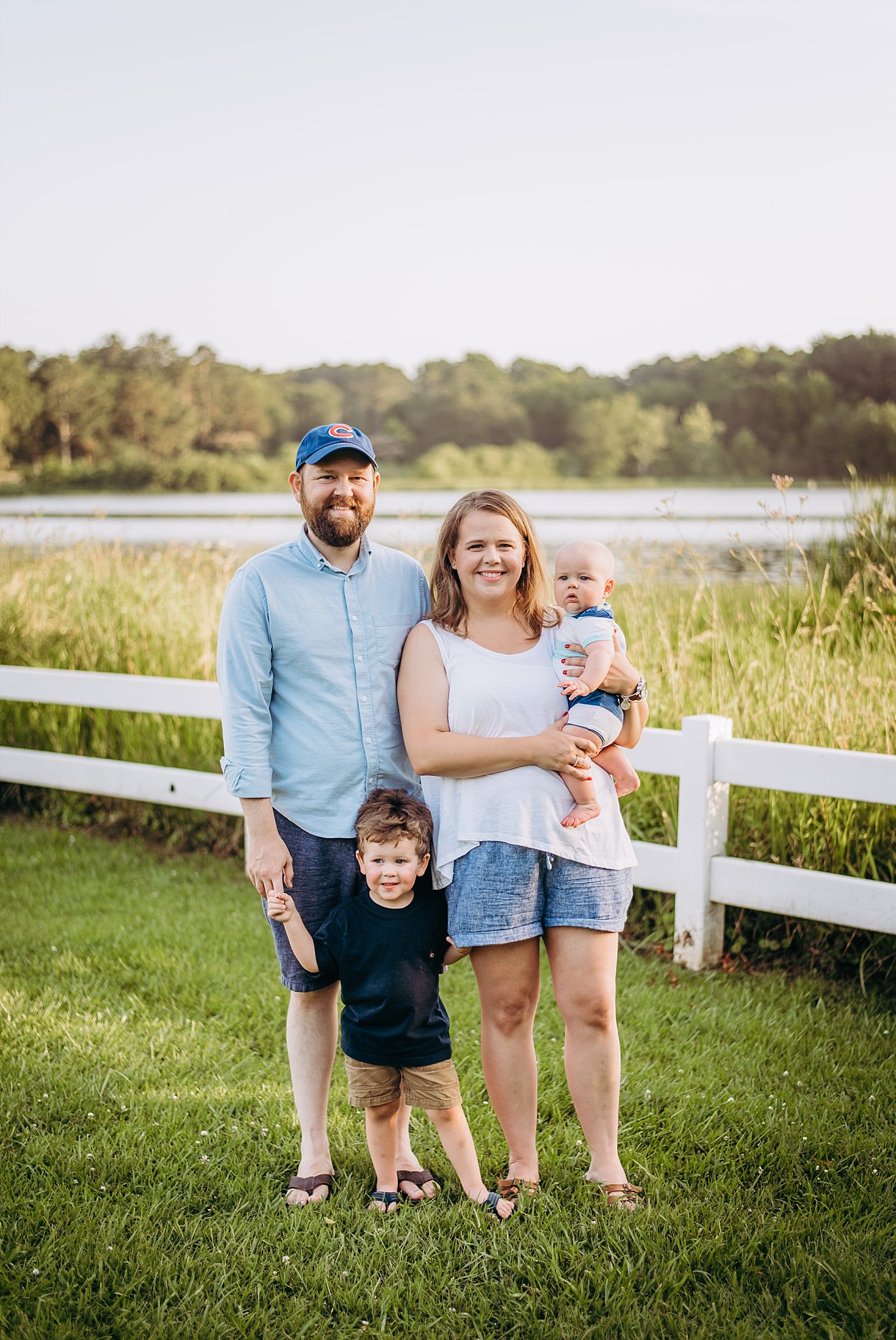 family of 4 portrait Lake Acworth Cauble Park