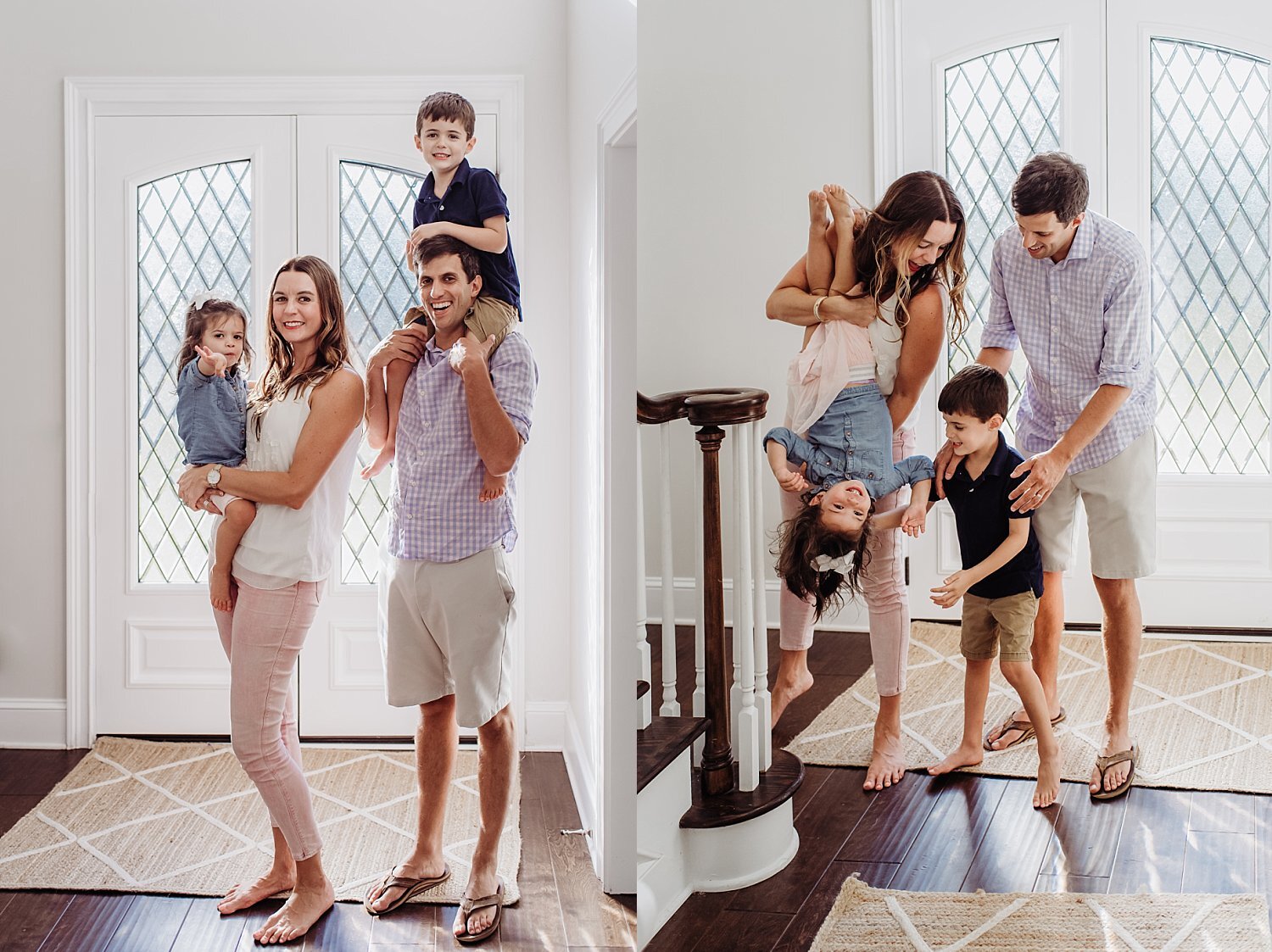 family playing in foyer in-home lifestyle session Roswell, GA