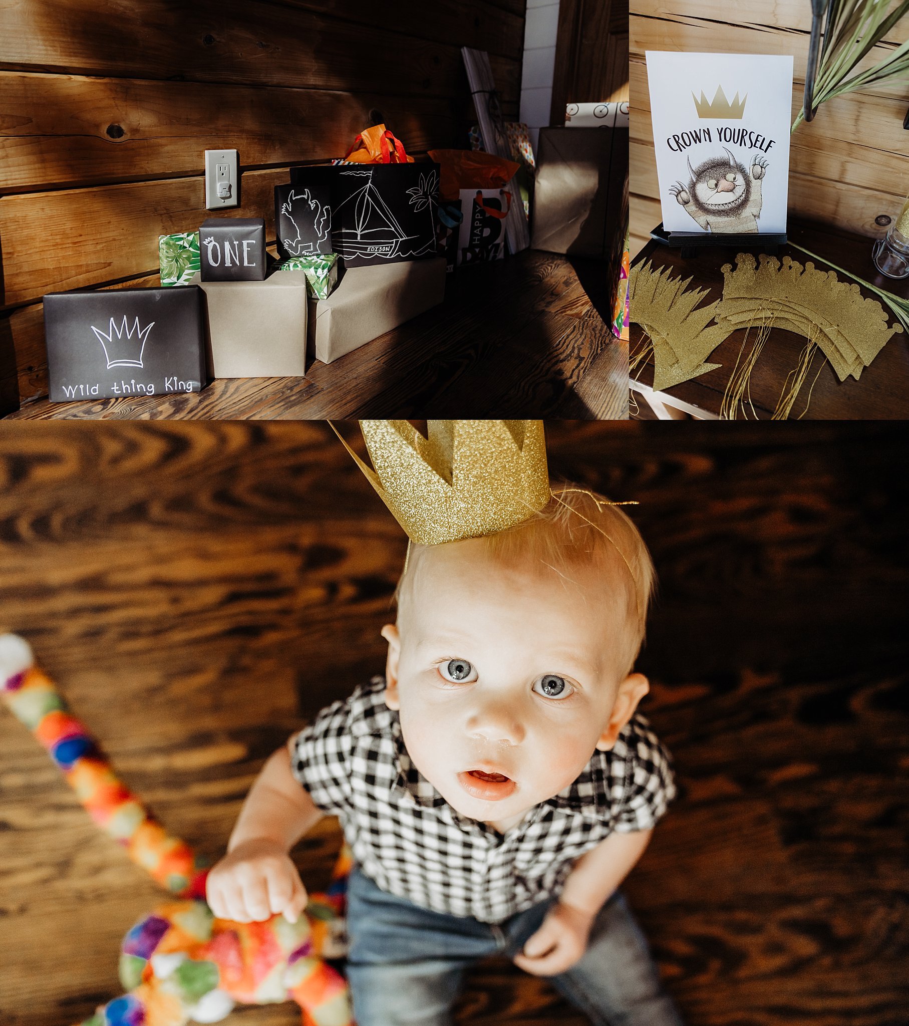 Where the Wild Things Are themed birthday party crowns and gifts