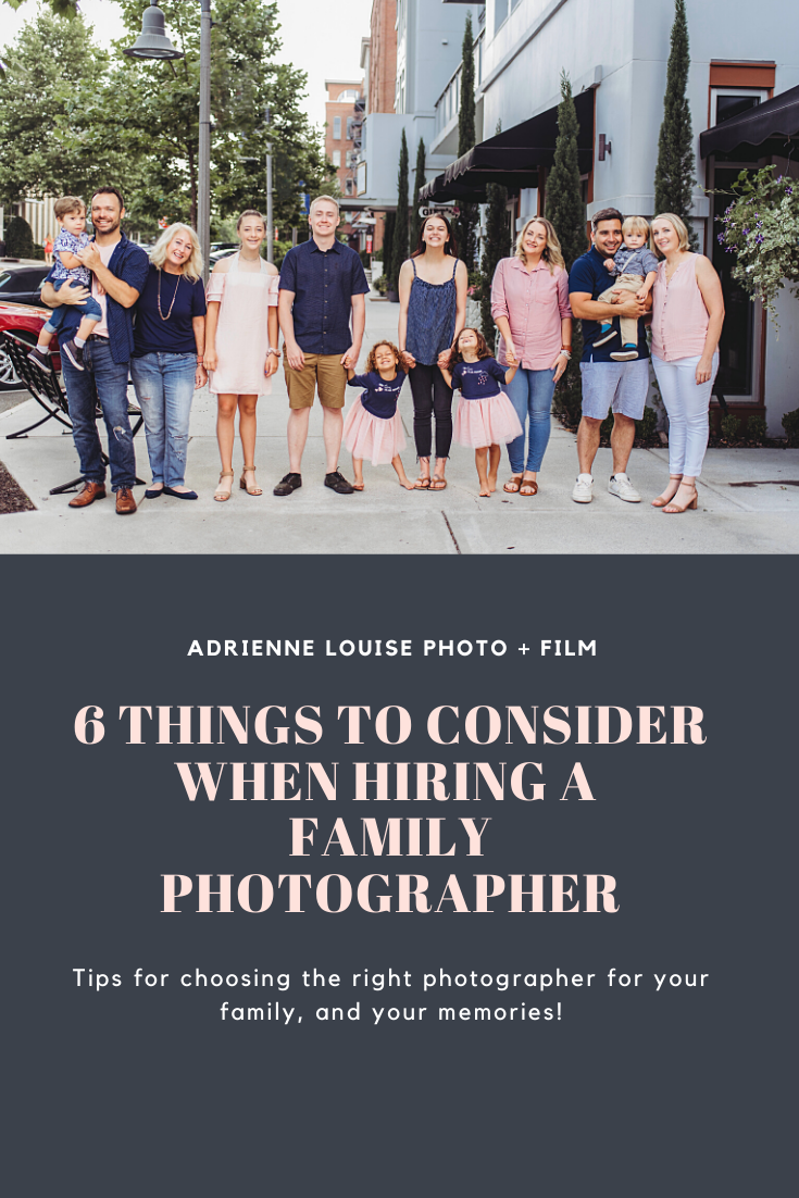 large family photo in Downtown Woodstock, GA