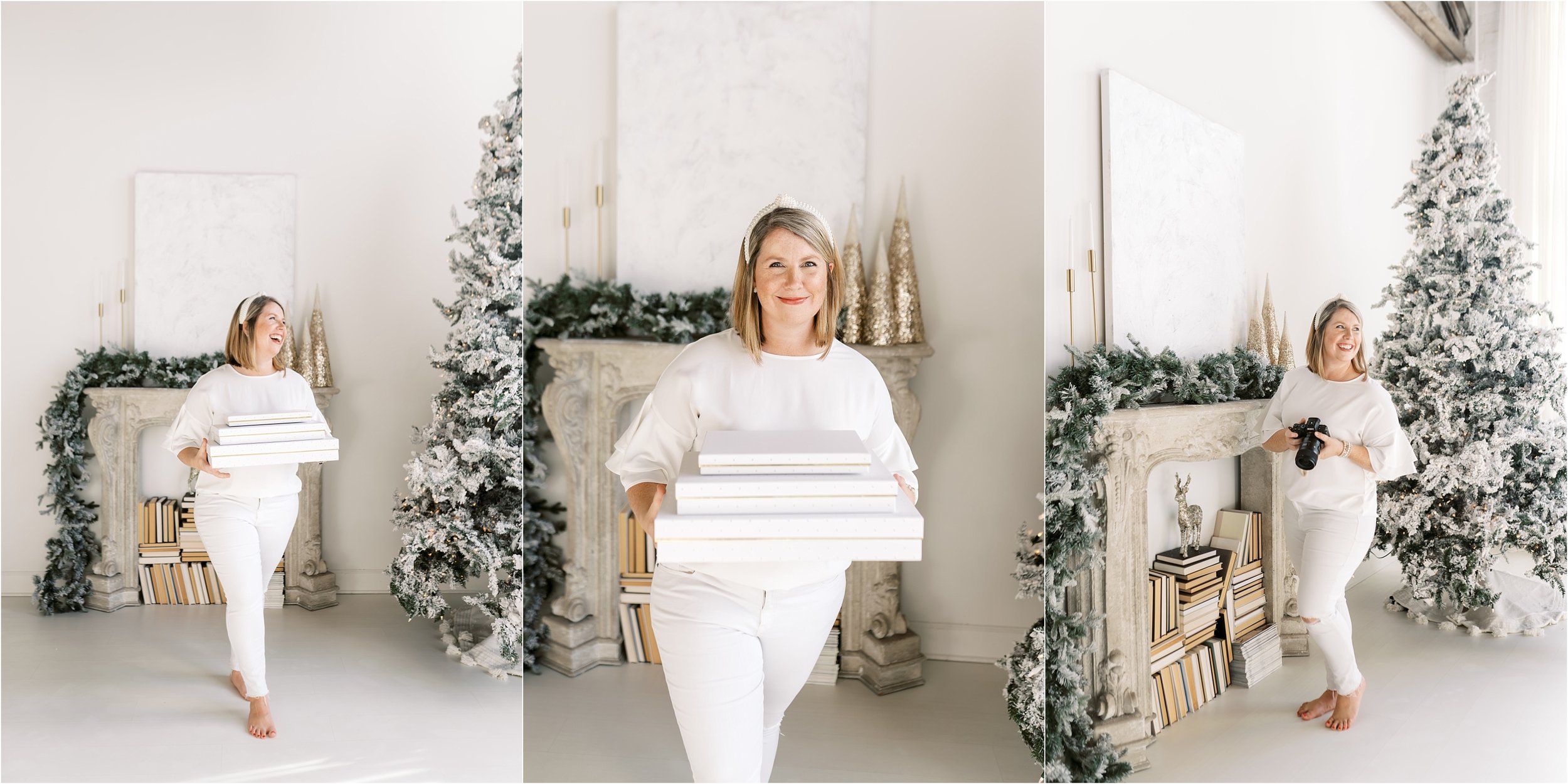 Marrietta Photographer posing in front of tree at Blanc Studio West Brand Photo Session