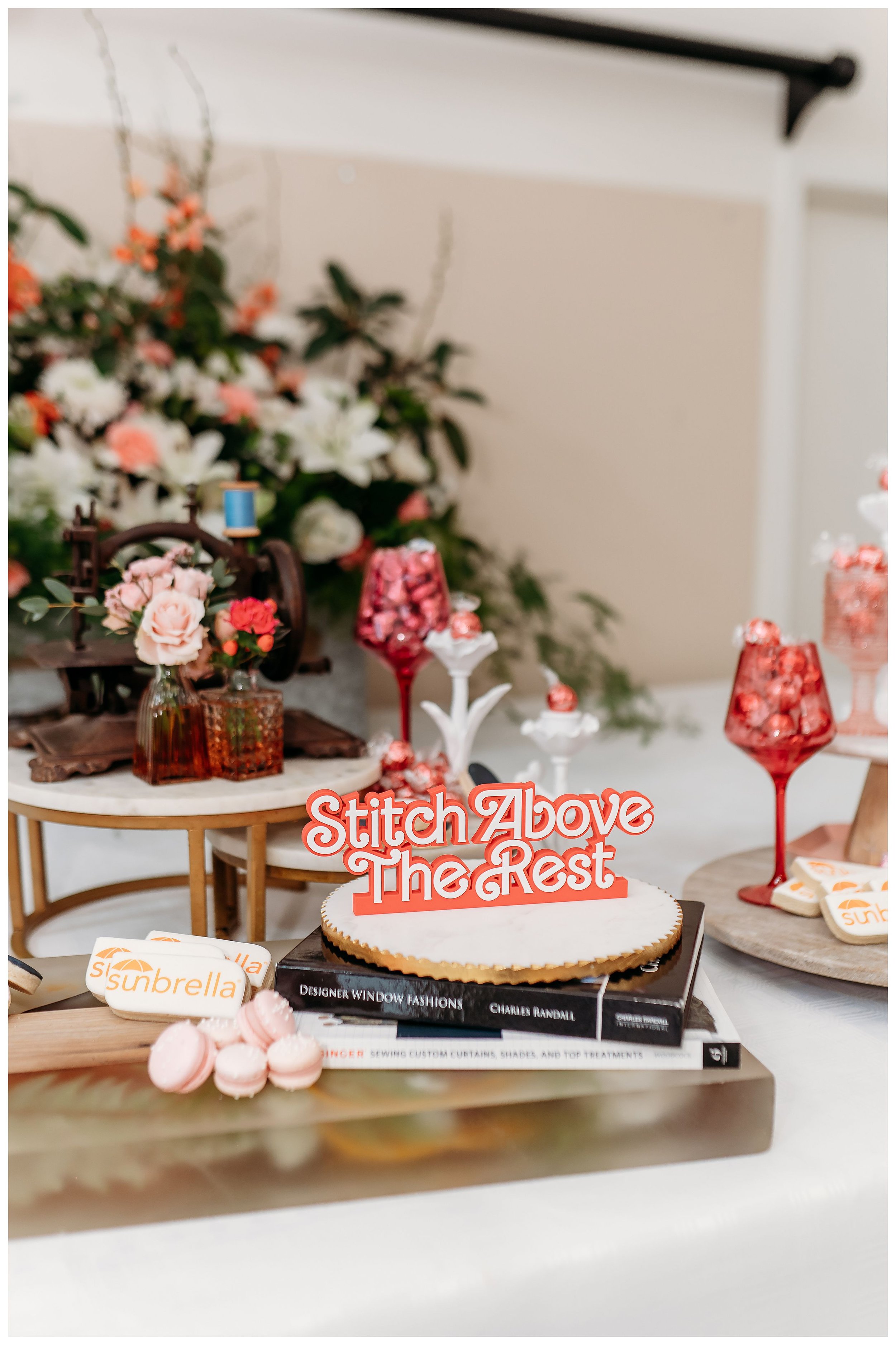 Stitch Above the Rest Event Table decor  captured by Woodstock Event Photographer