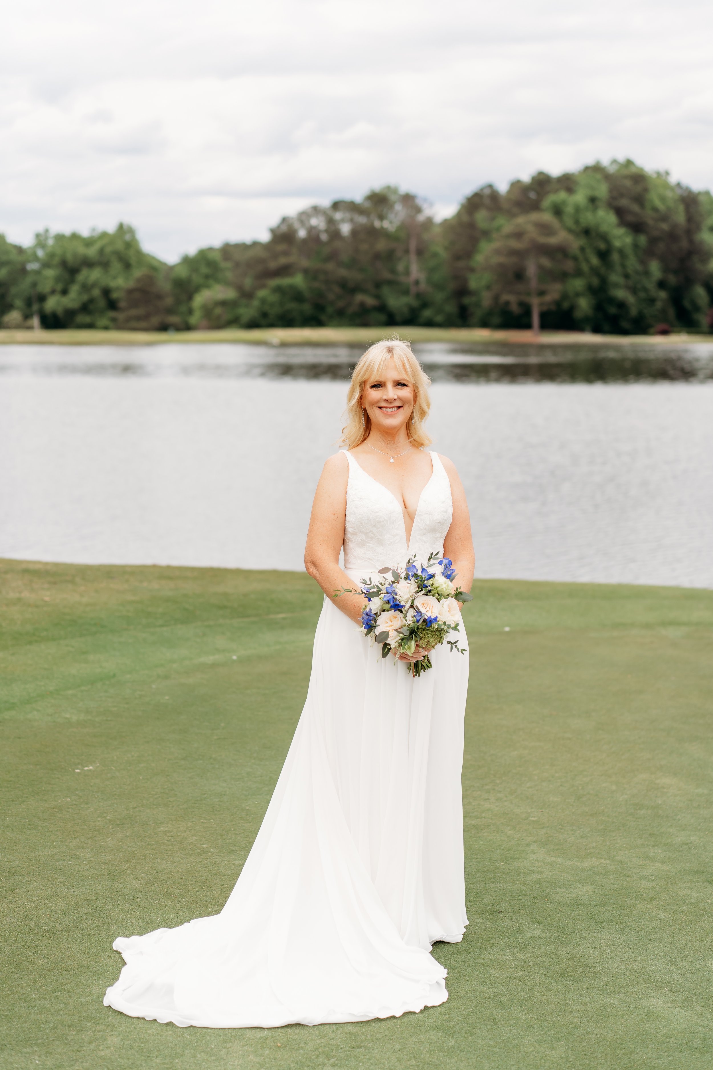 Bride on gold course at Atlanta Country Club