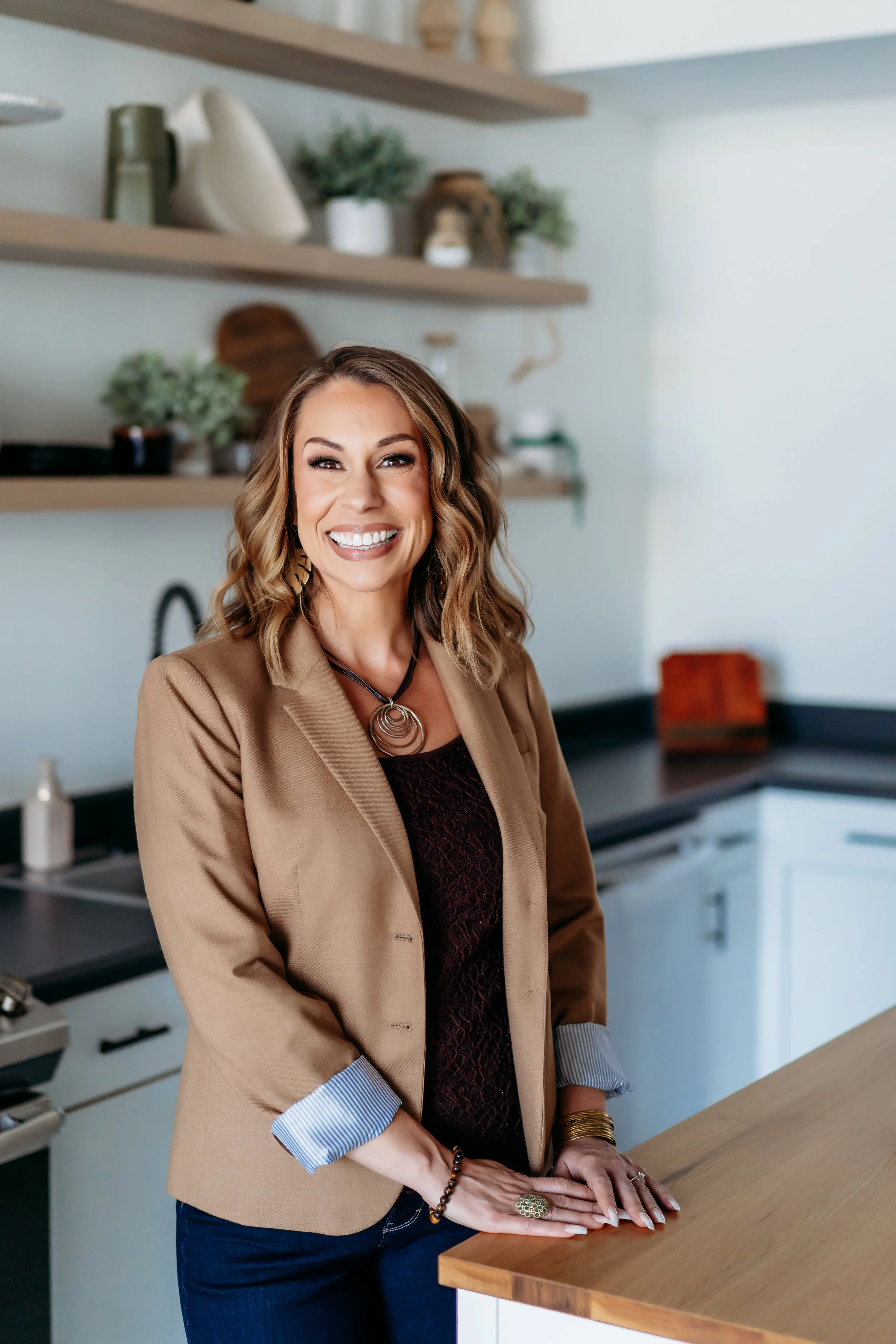 Lifestyle headshot of Atlanta therapist in kitchen