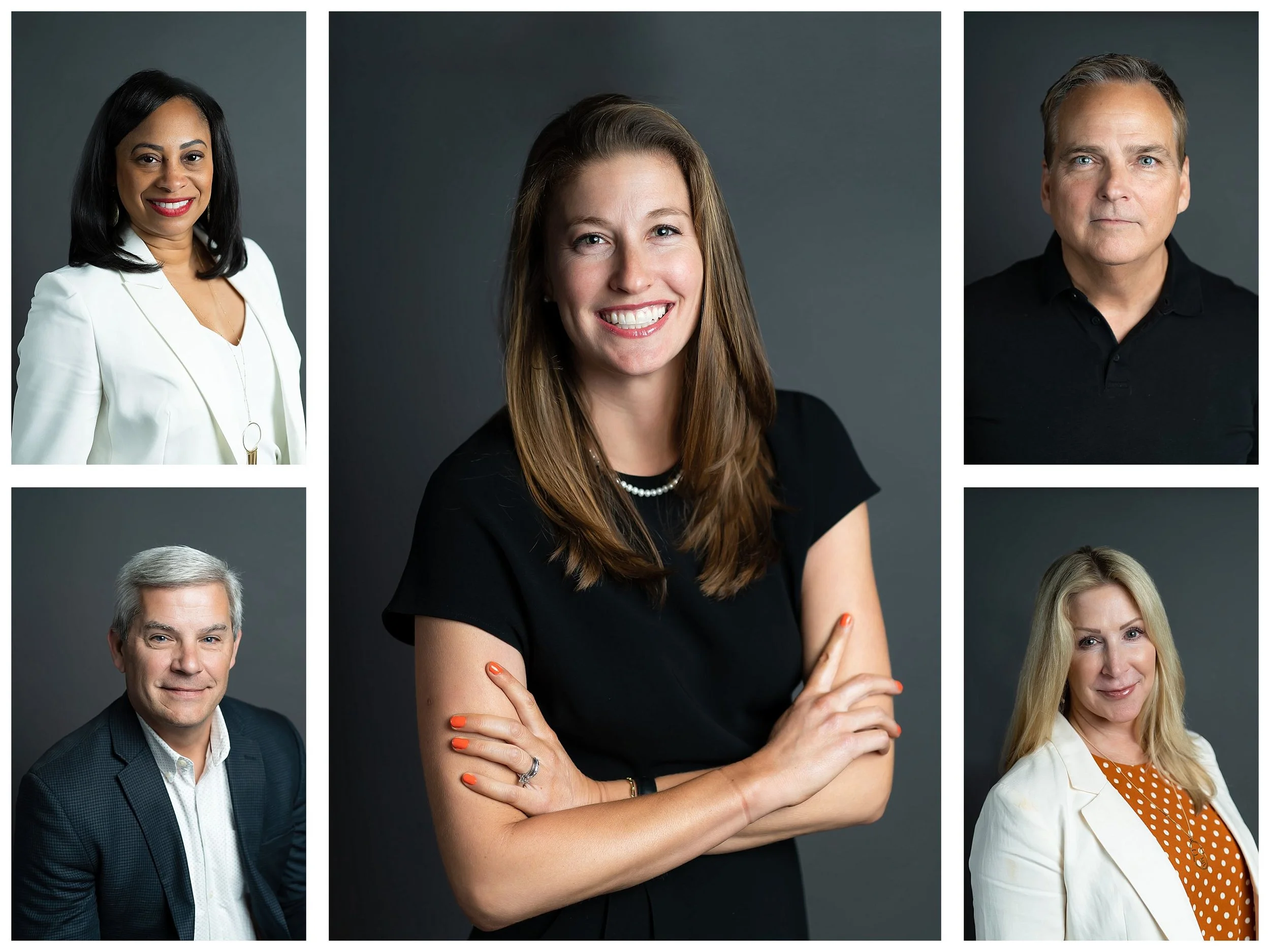 group of images of people posing for headshots against gray backdrop in Atlanta, GA