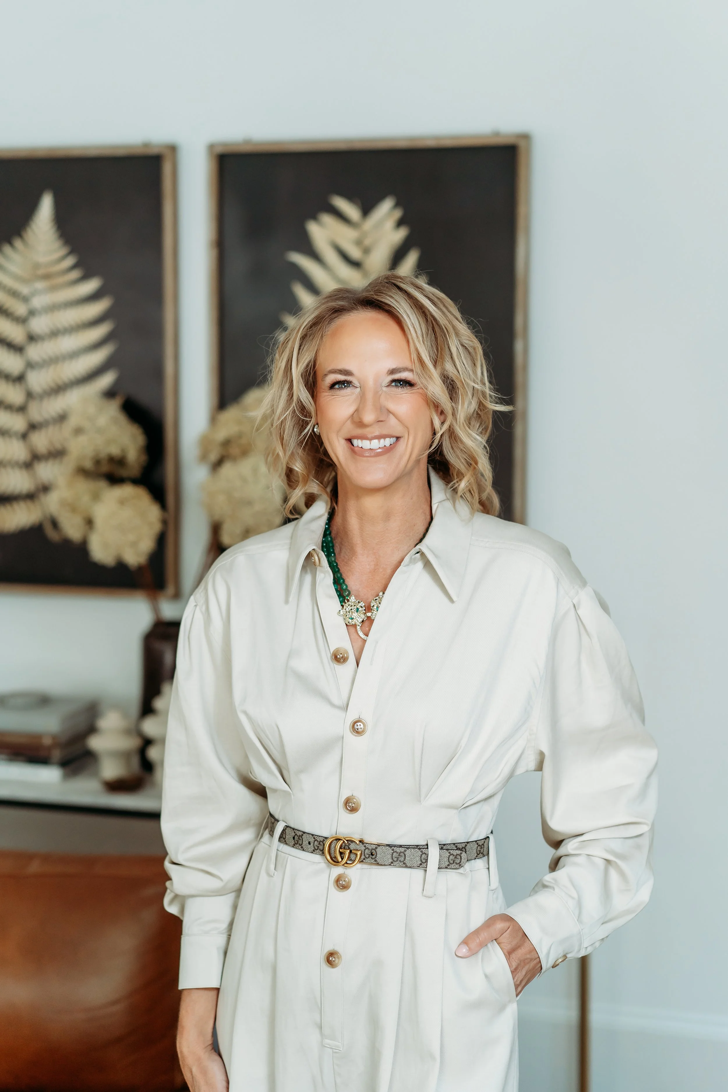 Lifestyle brand headshot of interior designer in Cumming, GA home