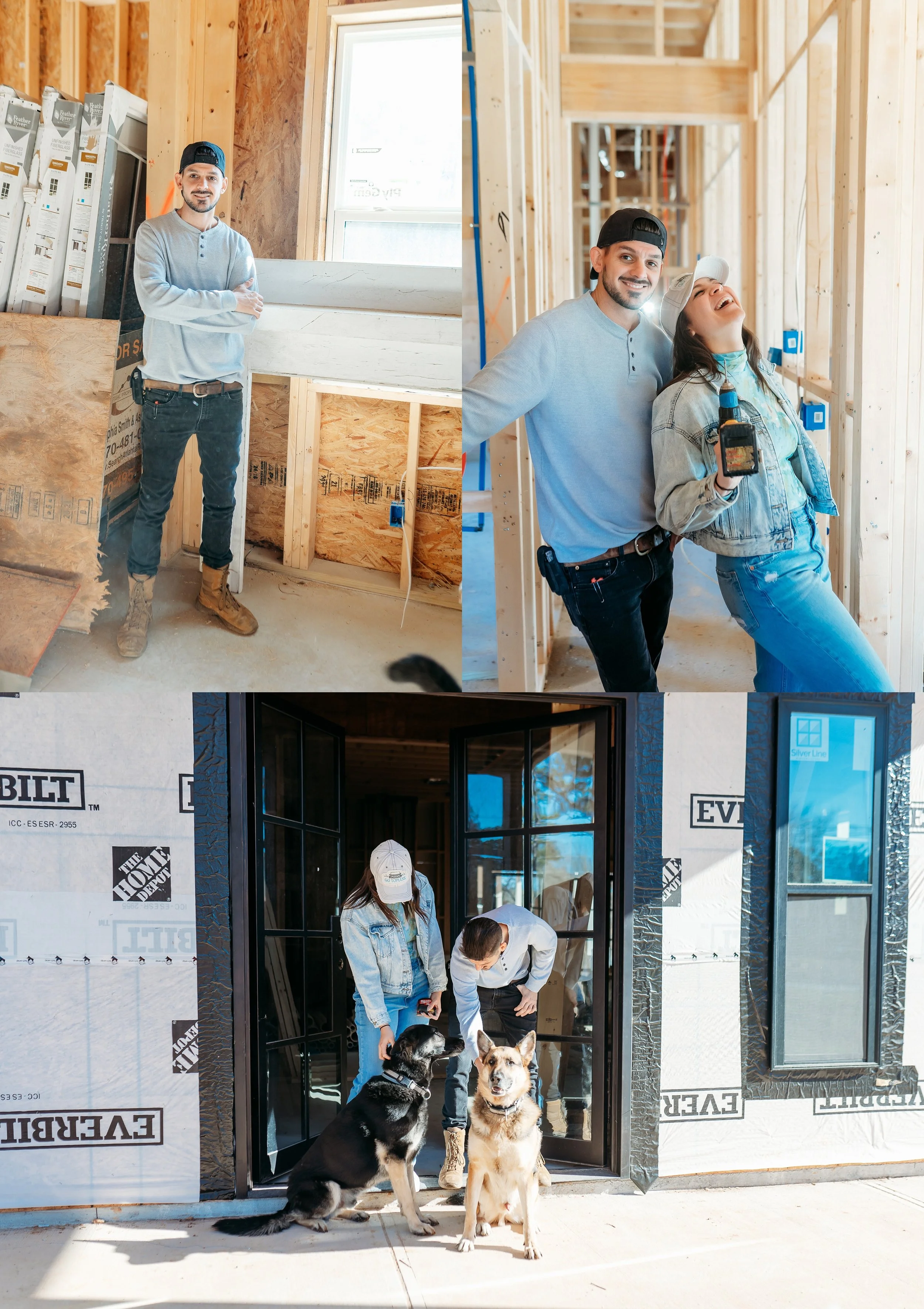 Couple in house under construction for their brand photos
