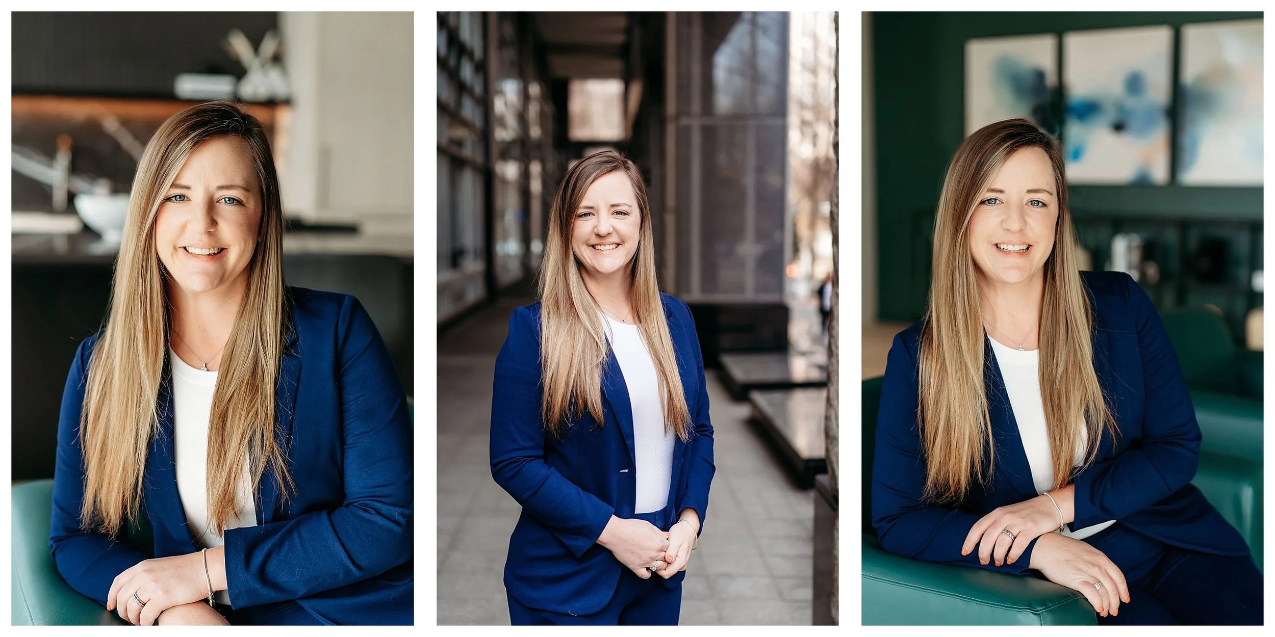 Professional headshot of woman in suit by Woodstock Headshot Photographer