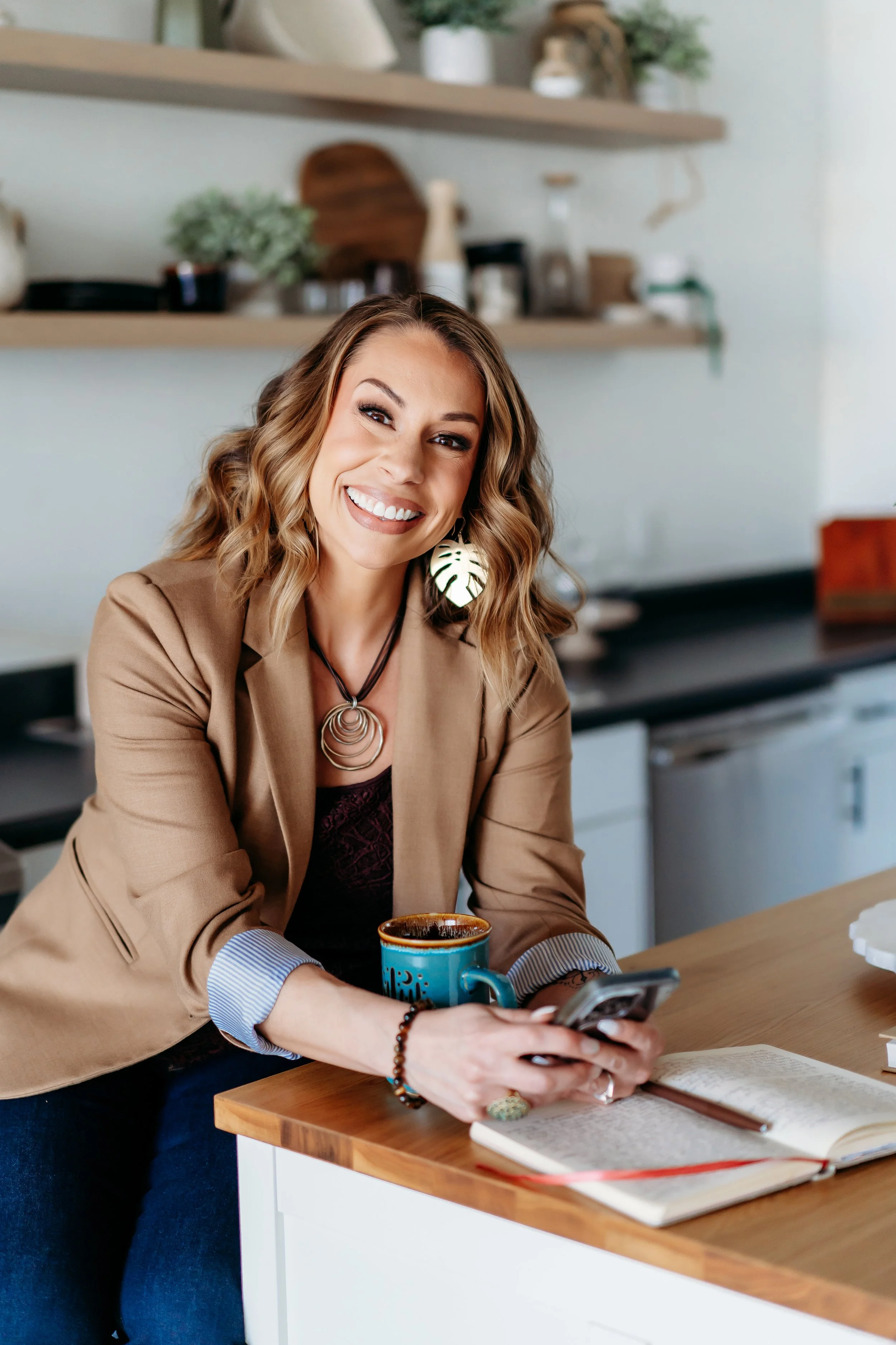 Lifestyle headshot of Atlanta therapist in kitchen