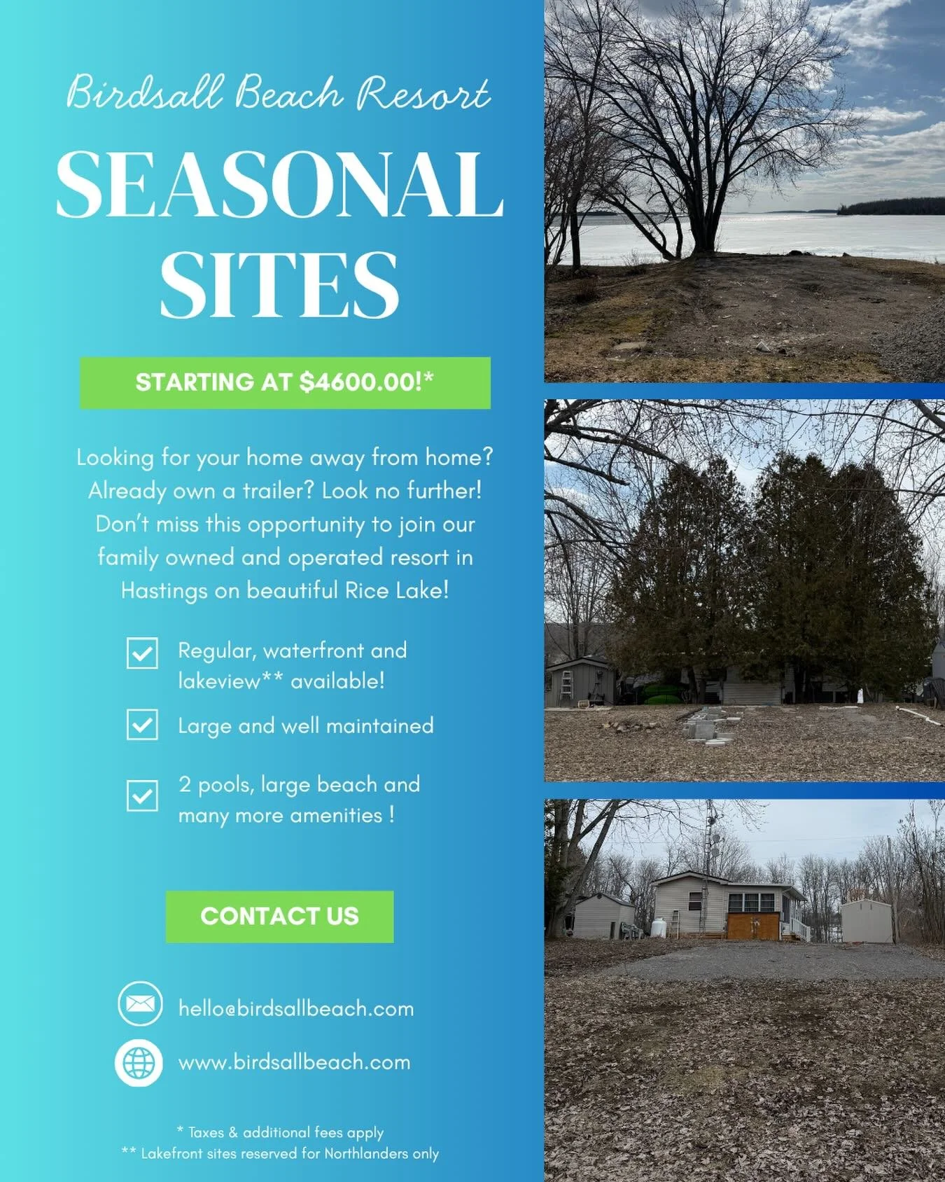 Seasonal sites available! ☀️

Do you have a trailer and looking for the perfect spot to settle in and enjoy everything our park has to offer? 

Contact us to schedule a tour!