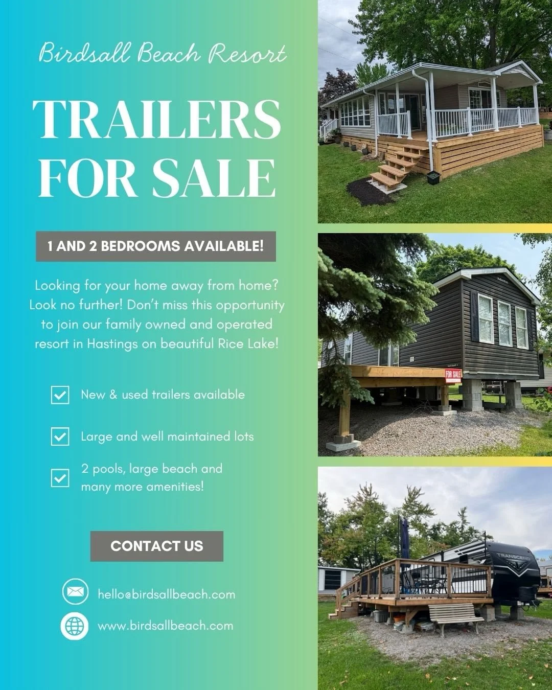 The 2026 season is almost here! ☀️

Ready to join the Birdsall family? These trailers could be your home away from home all summer long! 

Message us for details and to book a tour.