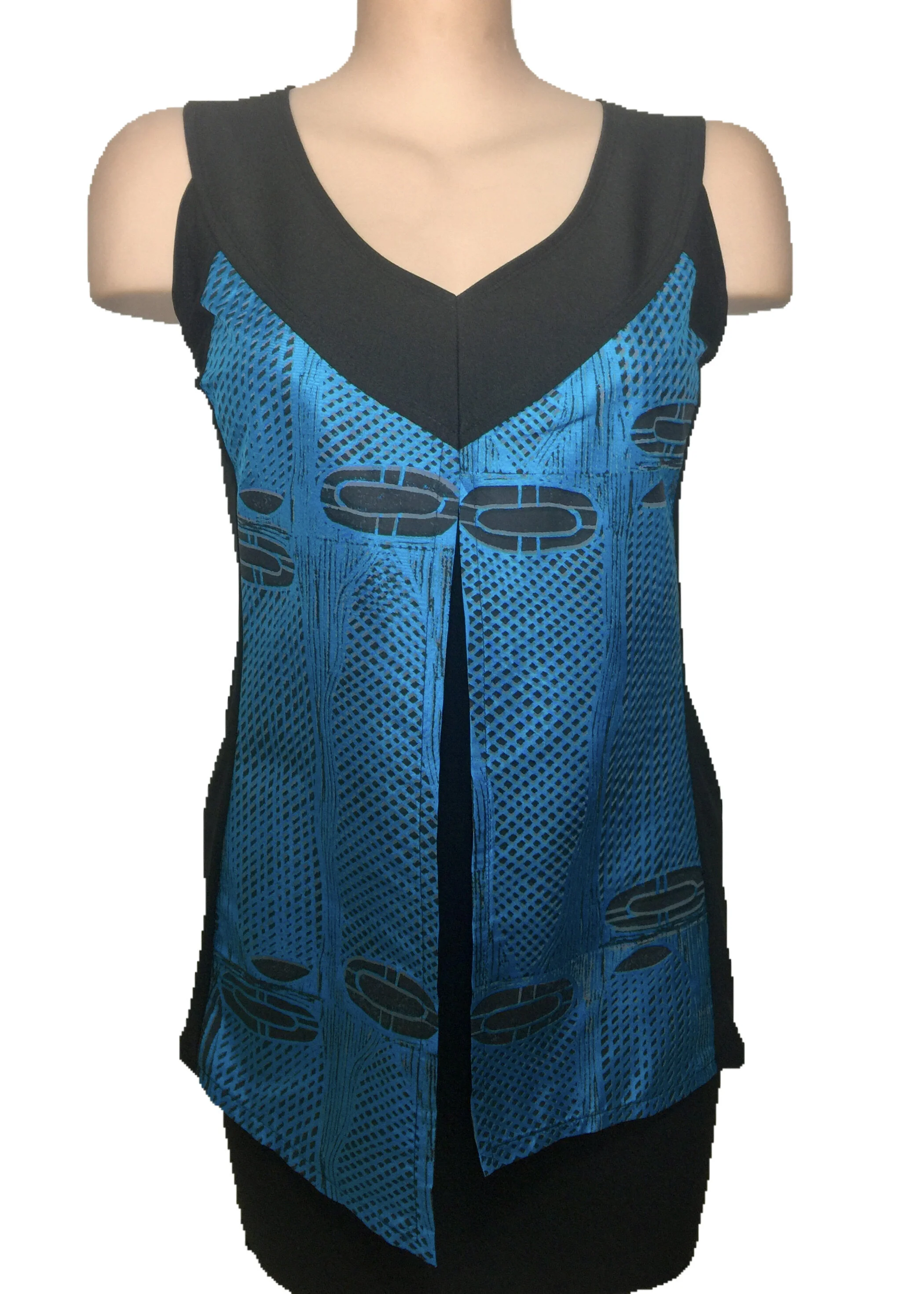 Leonie Top - Blue Lino Print I7311613