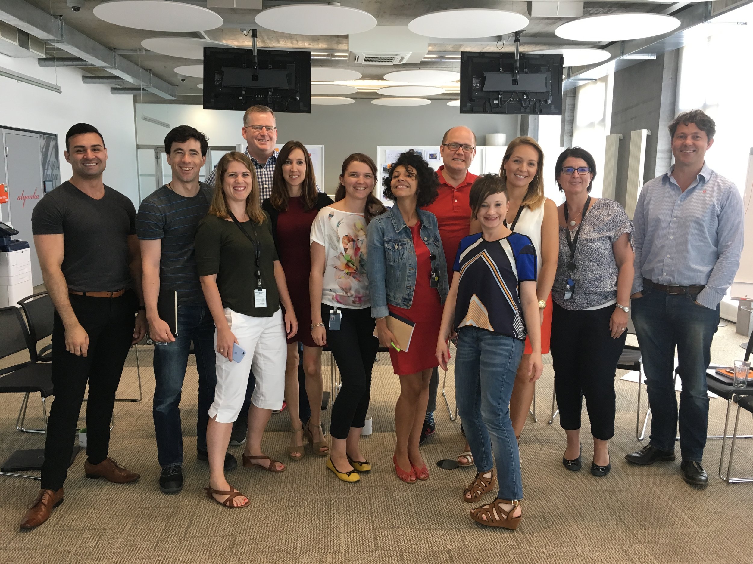 An Engaged team at the end of a Purpose and Strengths workshop