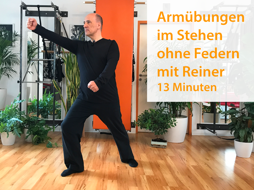 2. Armübungen im Stehen ohne Federn - Reiner (13 Minuten) - 3.4.2020Normalerweise werden diese Übungen im Stehen mit den Armfedern an der Wall Unit oder dem Cadillac durchgeführt. Man kann sie aber auch wie eine Kung Fu Form ohne die Federn dürchfüh…