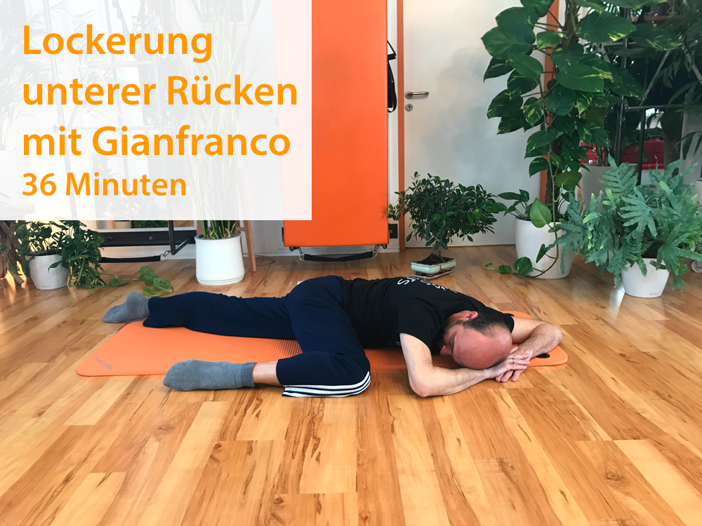 1. Lockerung unterer Rücken - Gianfranco (36 Minuten) - 6.4.2020Viele von uns kennen das Problem: Nach einem langen Tag am Schreibtisch fühlt sich der untere Rücken verspannt an. Oder man hat beim Gärtnern es etwas übertrieben und plötzlich kann man…